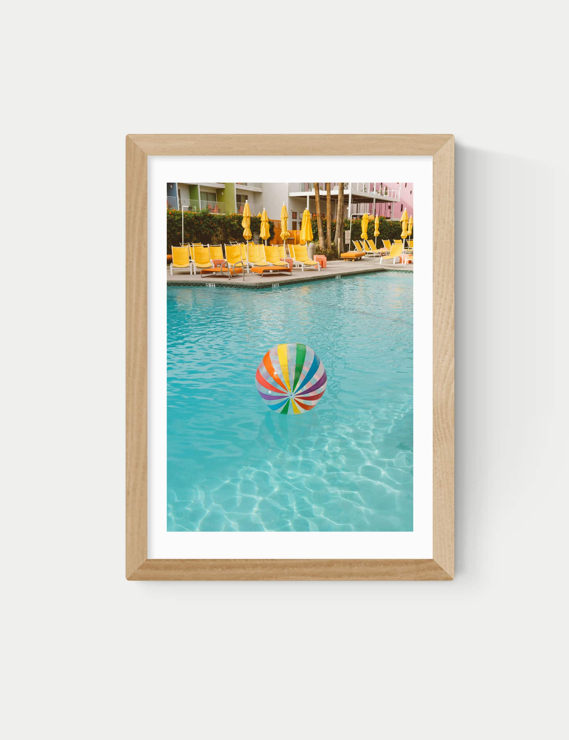 East End Prints Palm Springs Pool Day Framed Art - A1 - Natural, Natural,White,Black