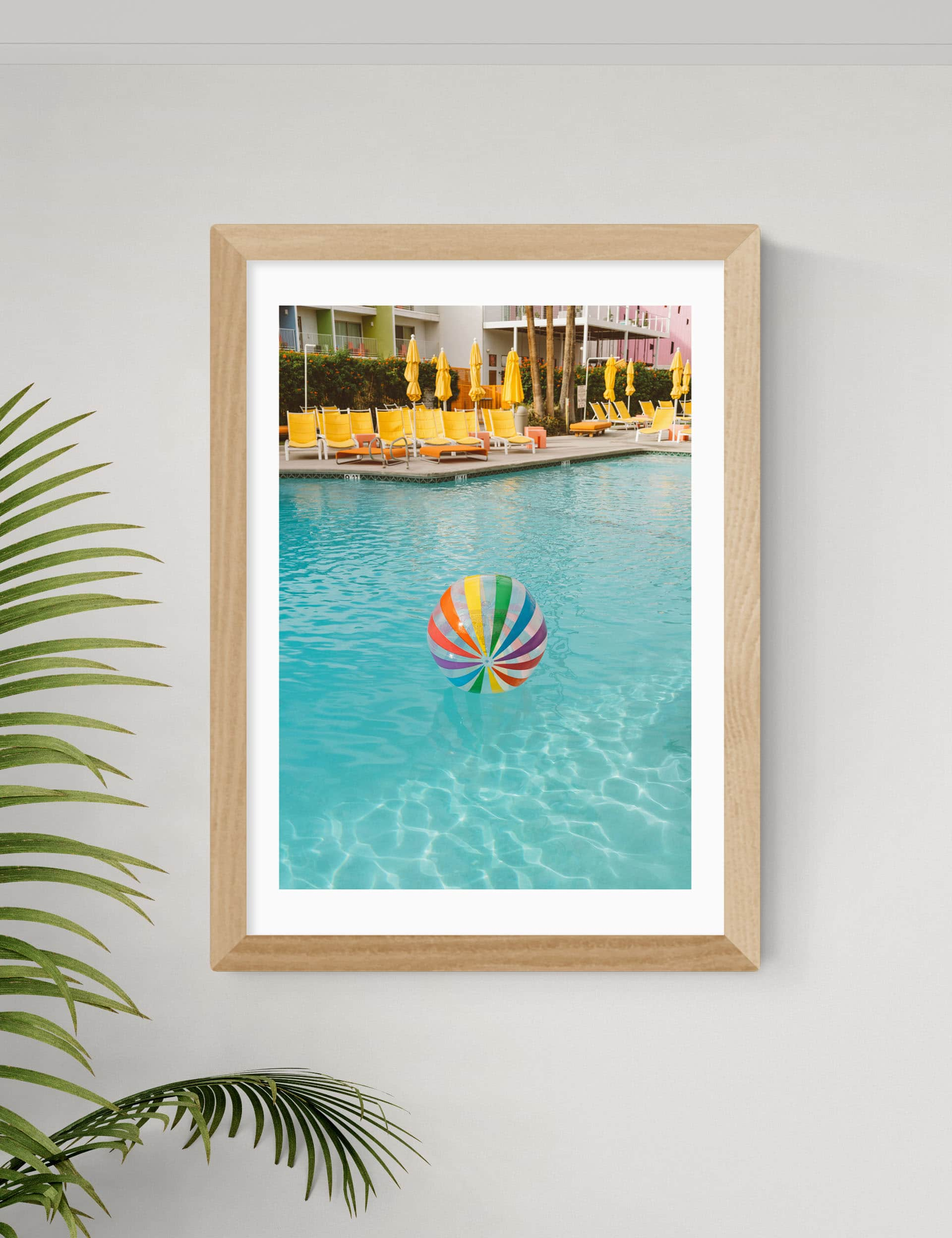 East End Prints Palm Springs Pool Day Framed Art - A2 - Natural, Natural,White,Black