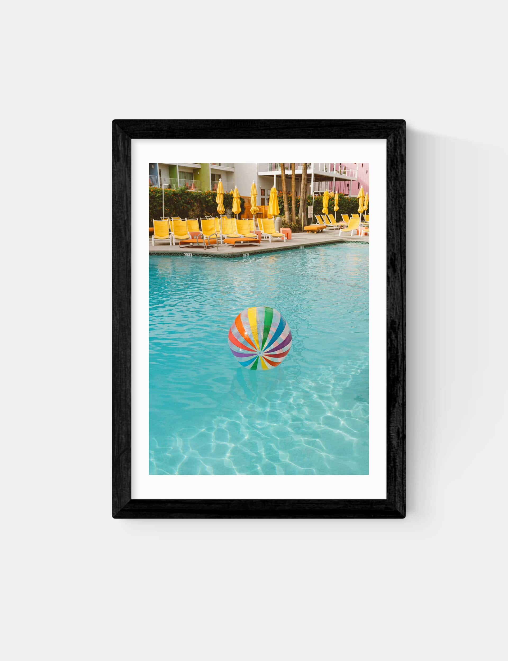 East End Prints Palm Springs Pool Day Framed Art - A3 - Black, Black,Natural,White