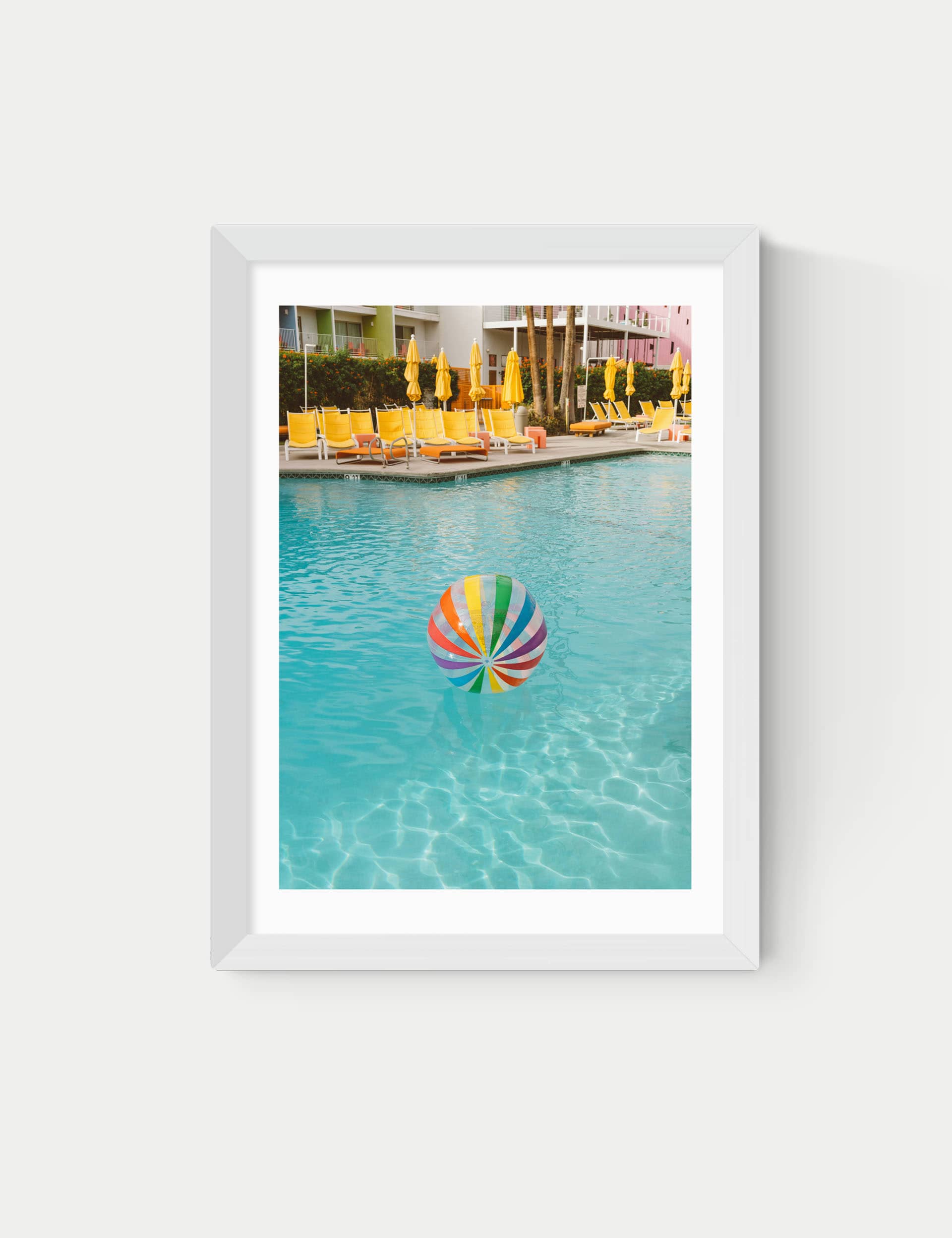 East End Prints Palm Springs Pool Day Framed Art - A2 - White, White,Black,Natural