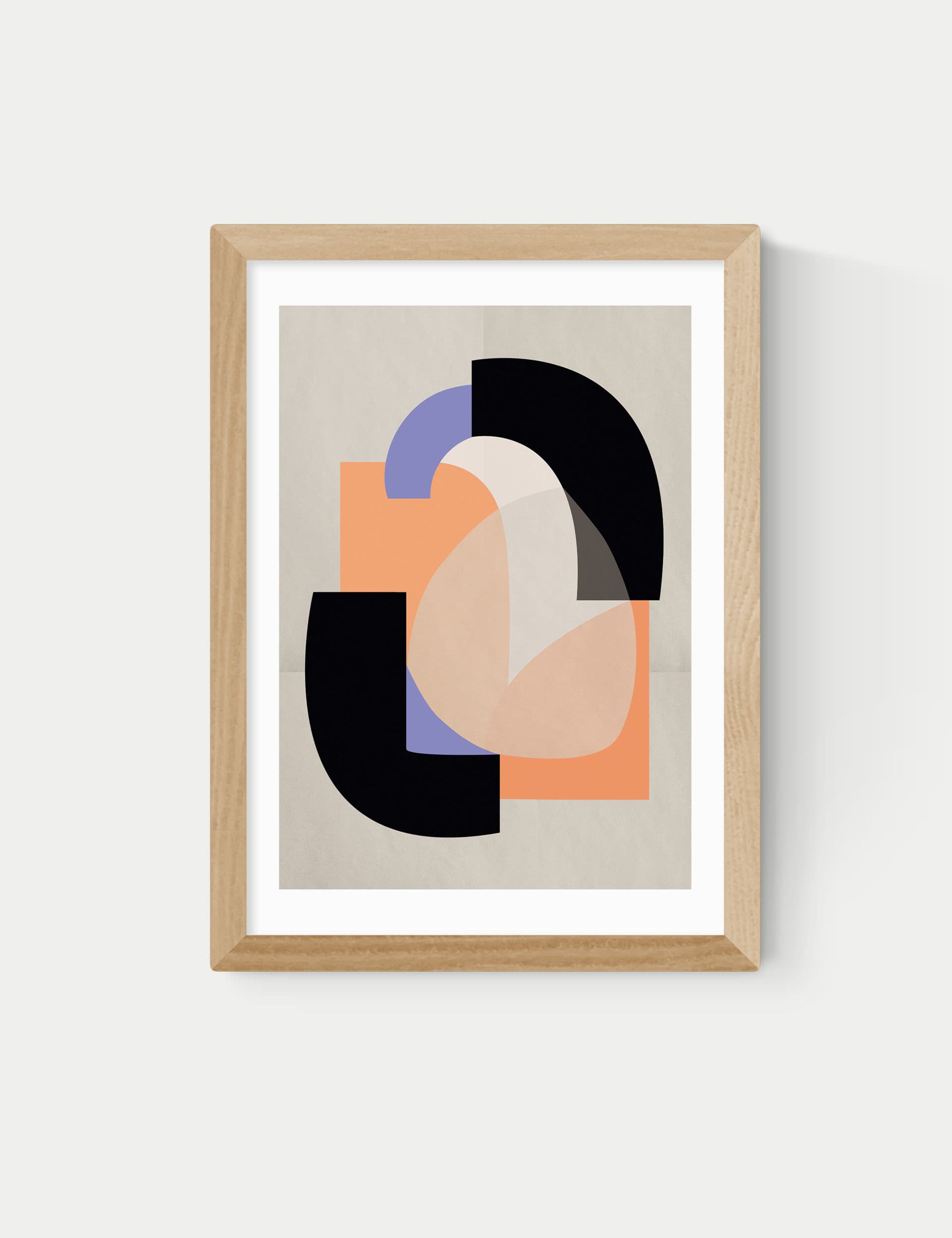 East End Prints Playful Shapes Framed Art - A2 - Natural, Natural,Black,White