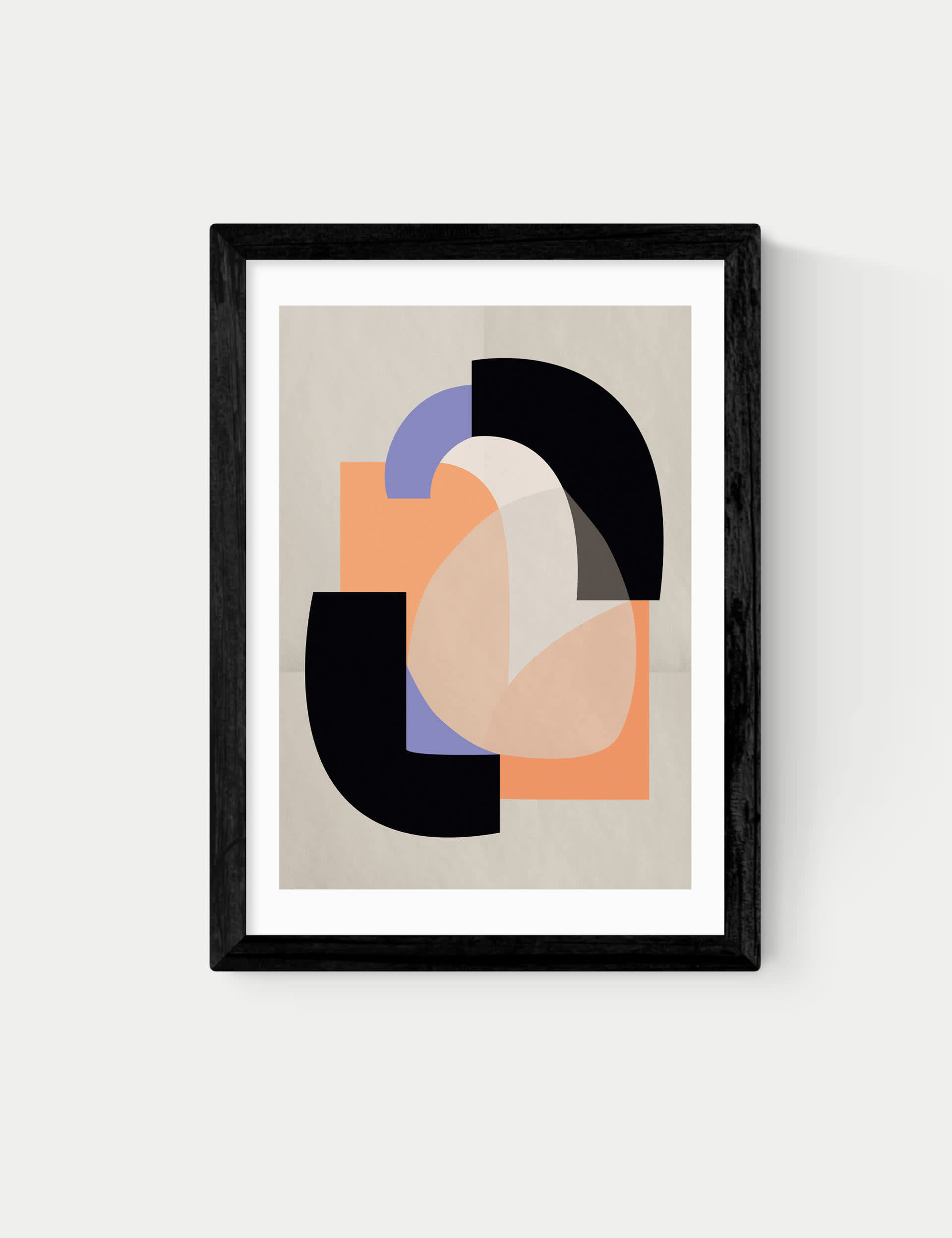 East End Prints Playful Shapes Framed Art - A1 - Black, Black,White,Natural