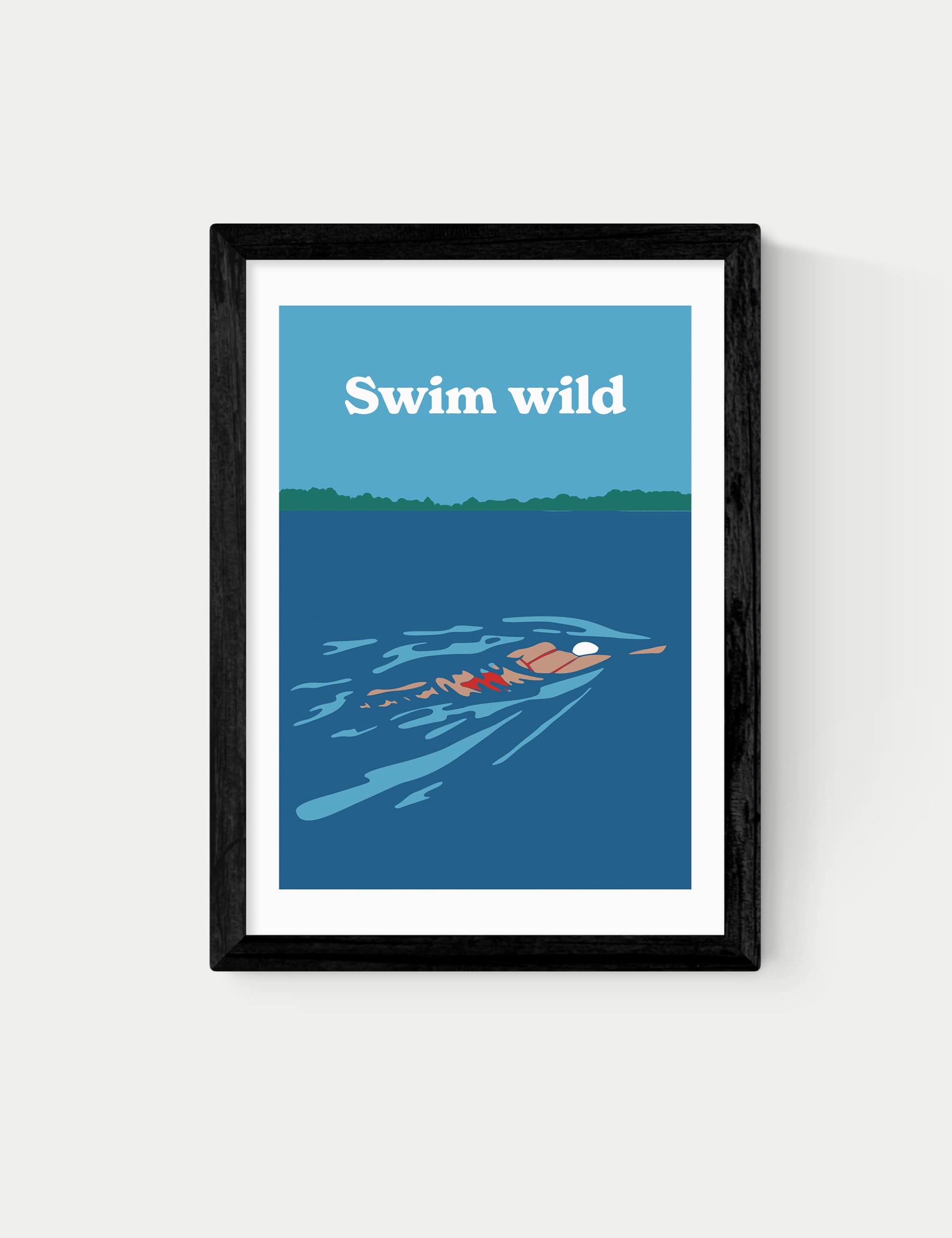 East End Prints Swim Wild Framed Art - A1 - Black, Black,Natural,White