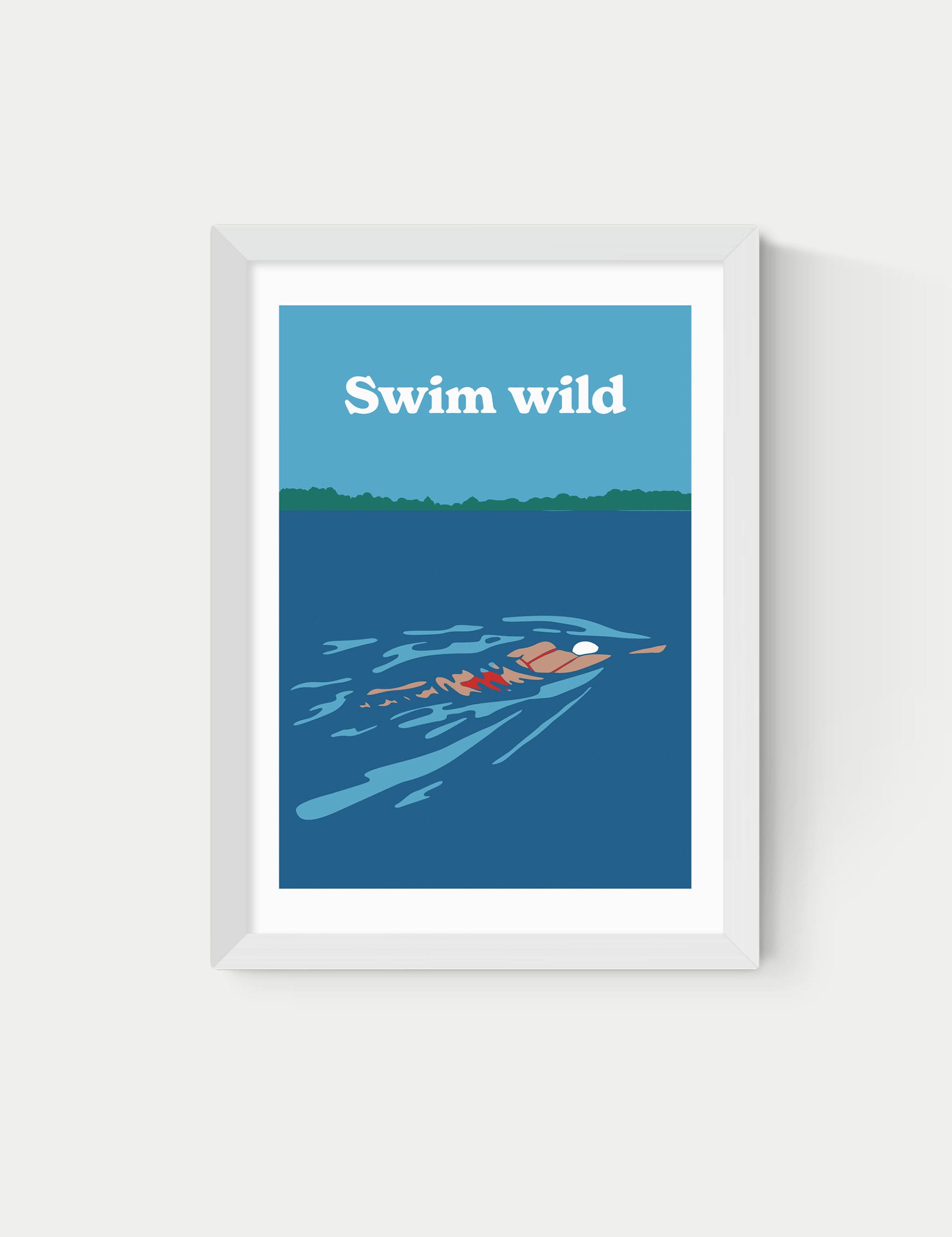 East End Prints Swim Wild Framed Art - A3 - White, Natural,White,Black