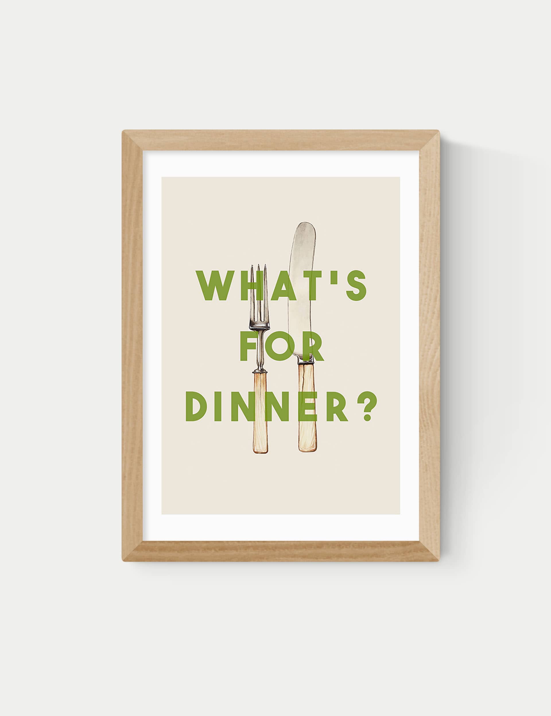 East End Prints What's For Dinner Framed Art - A1 - Natural, Natural,Black,White