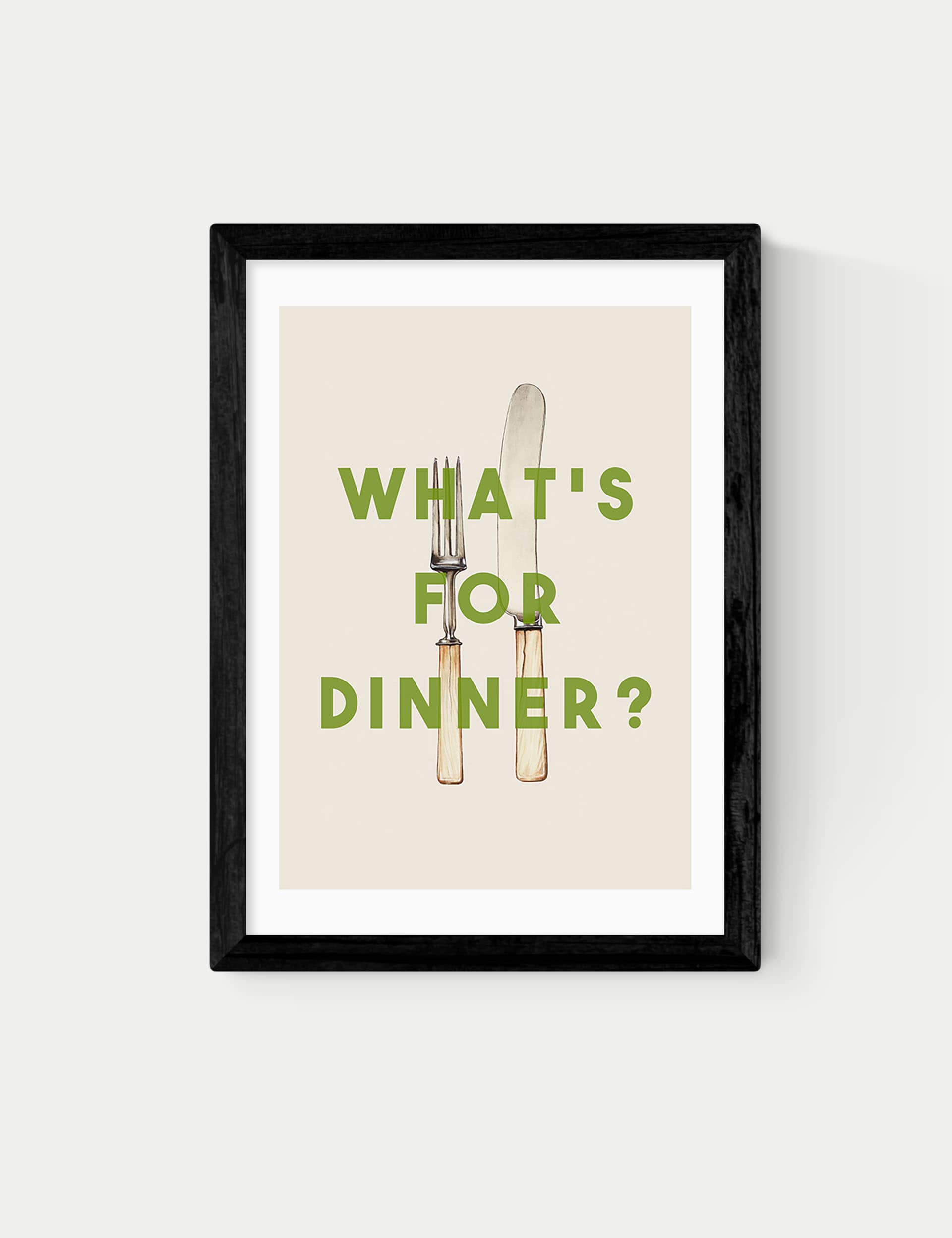 East End Prints What's For Dinner Framed Art - A2 - Black, Black,White,Natural