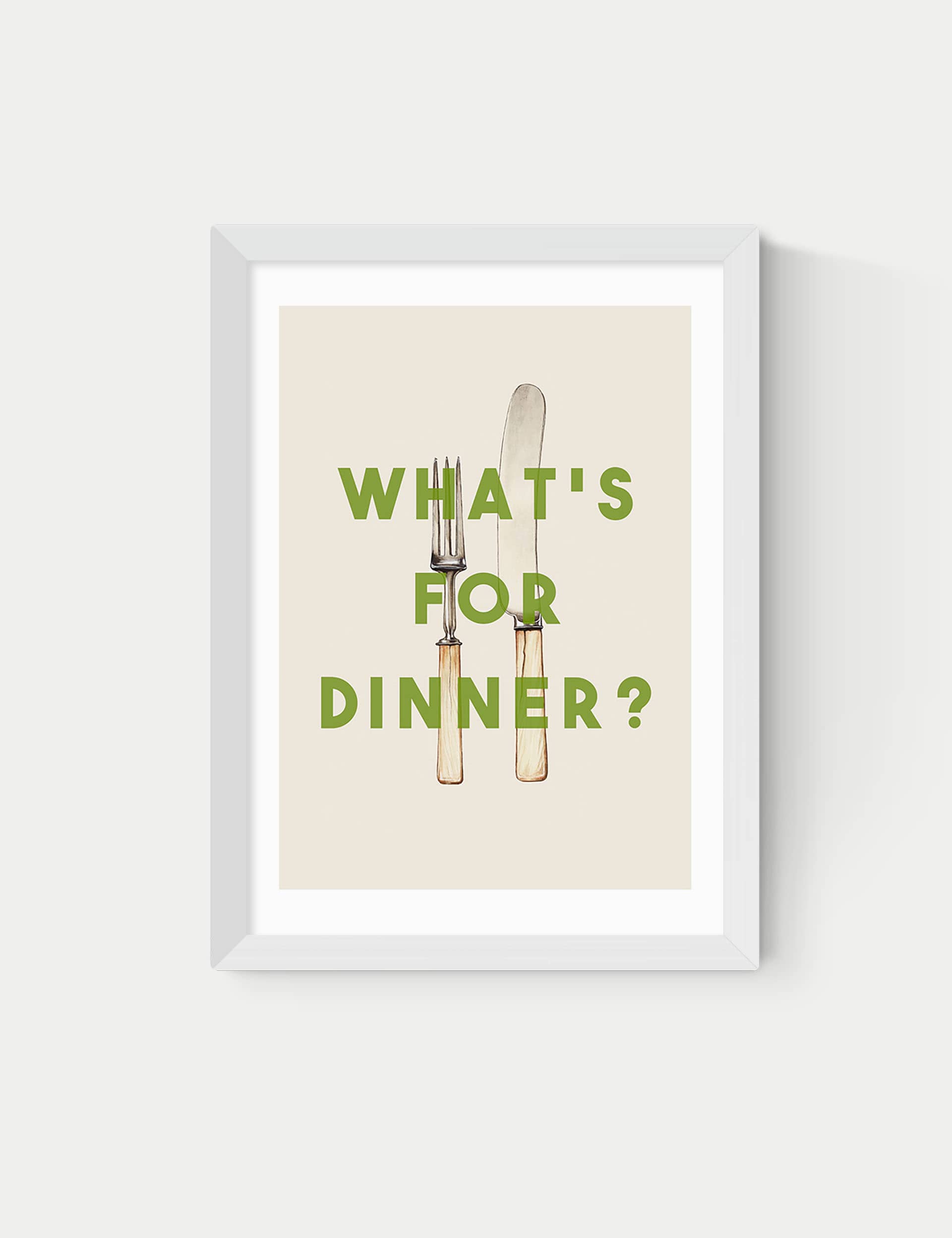 East End Prints What's For Dinner Framed Art - A3 - White, Black,White,Natural