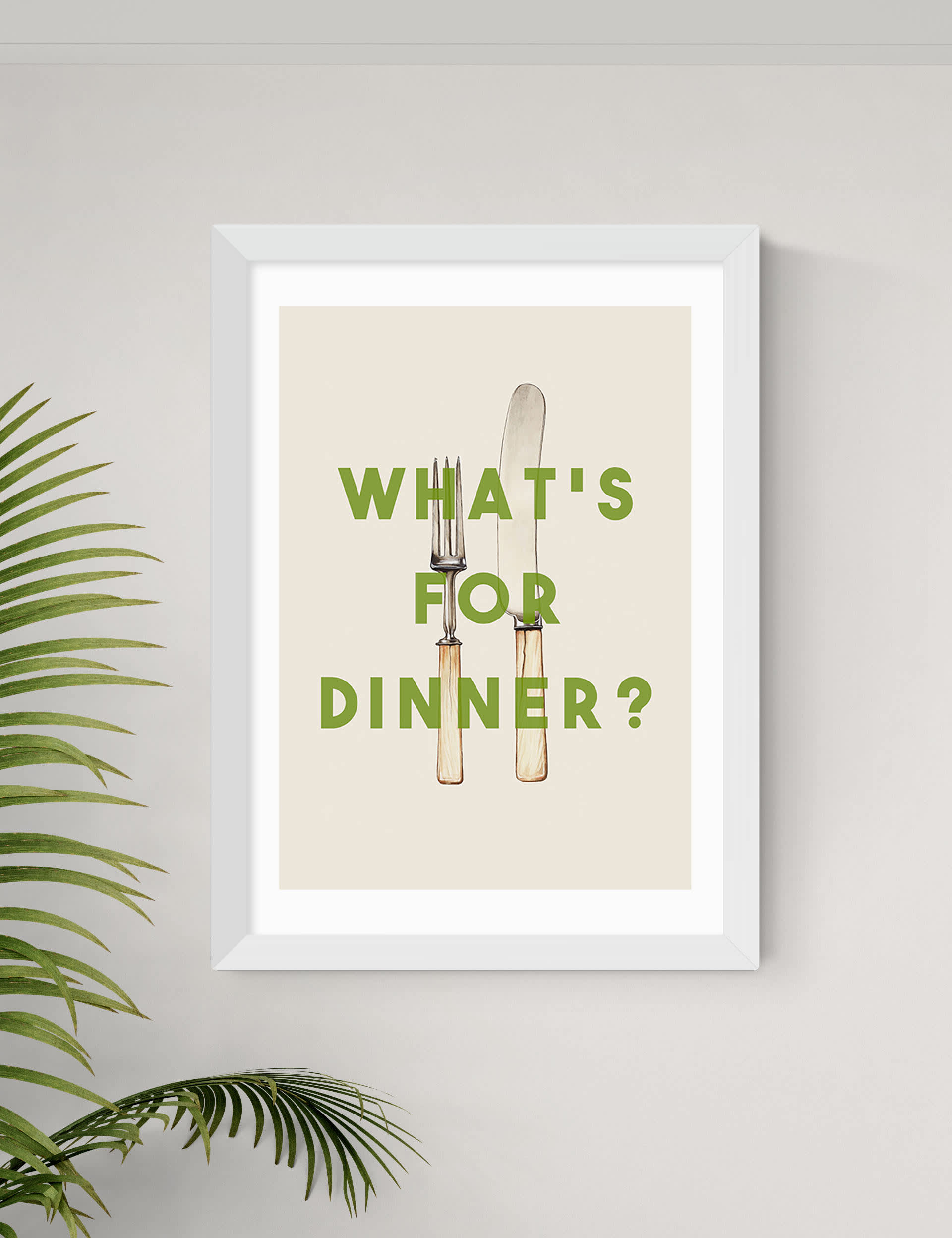 East End Prints What's For Dinner Framed Art - A2 - White, Black,White,Natural