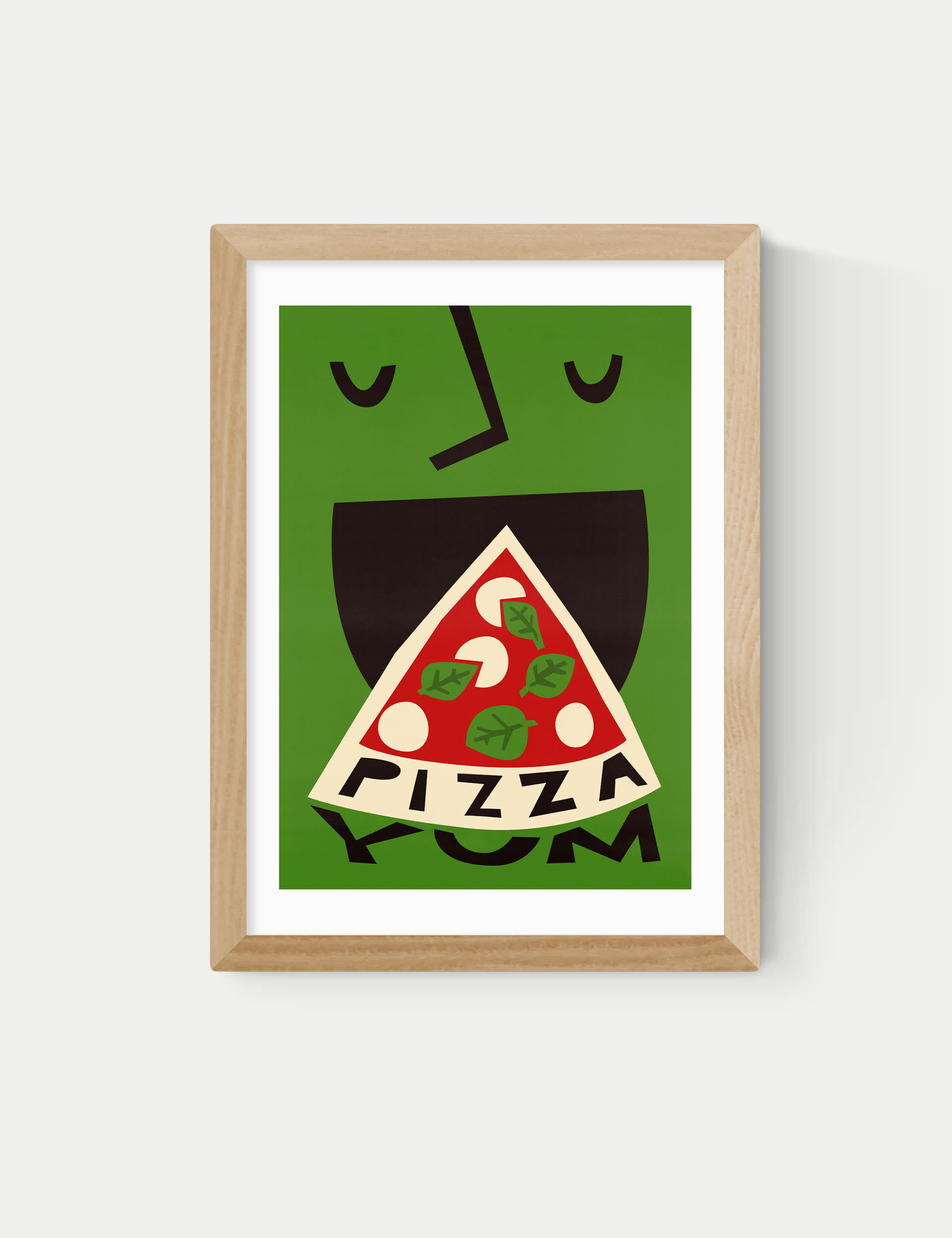 East End Prints Yum Pizza Framed Art - A3 - Natural, Natural,White,Black