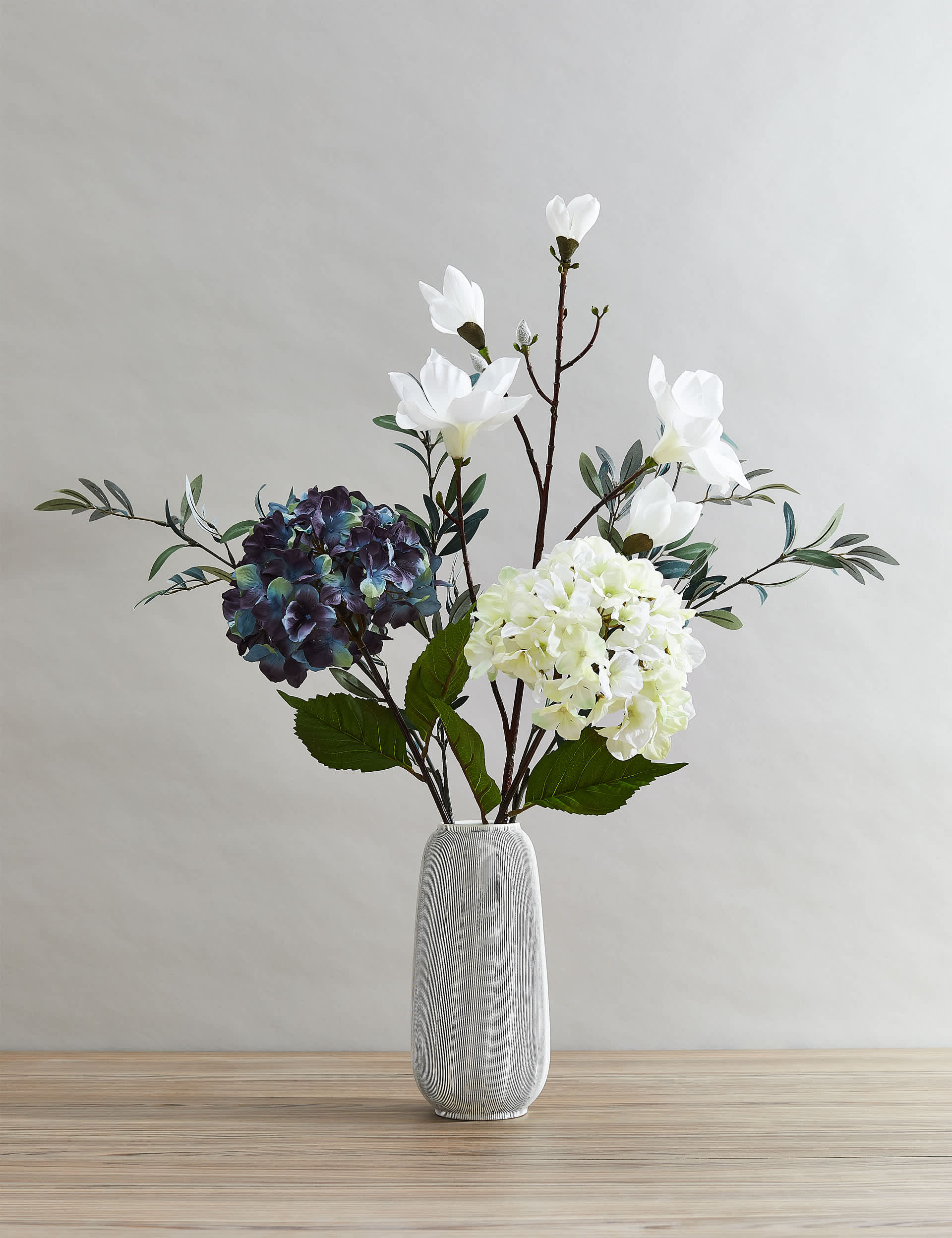 Moss & Sweetpea Set of 2 Artificial Magnolias Single Stem - White Mix, White Mix