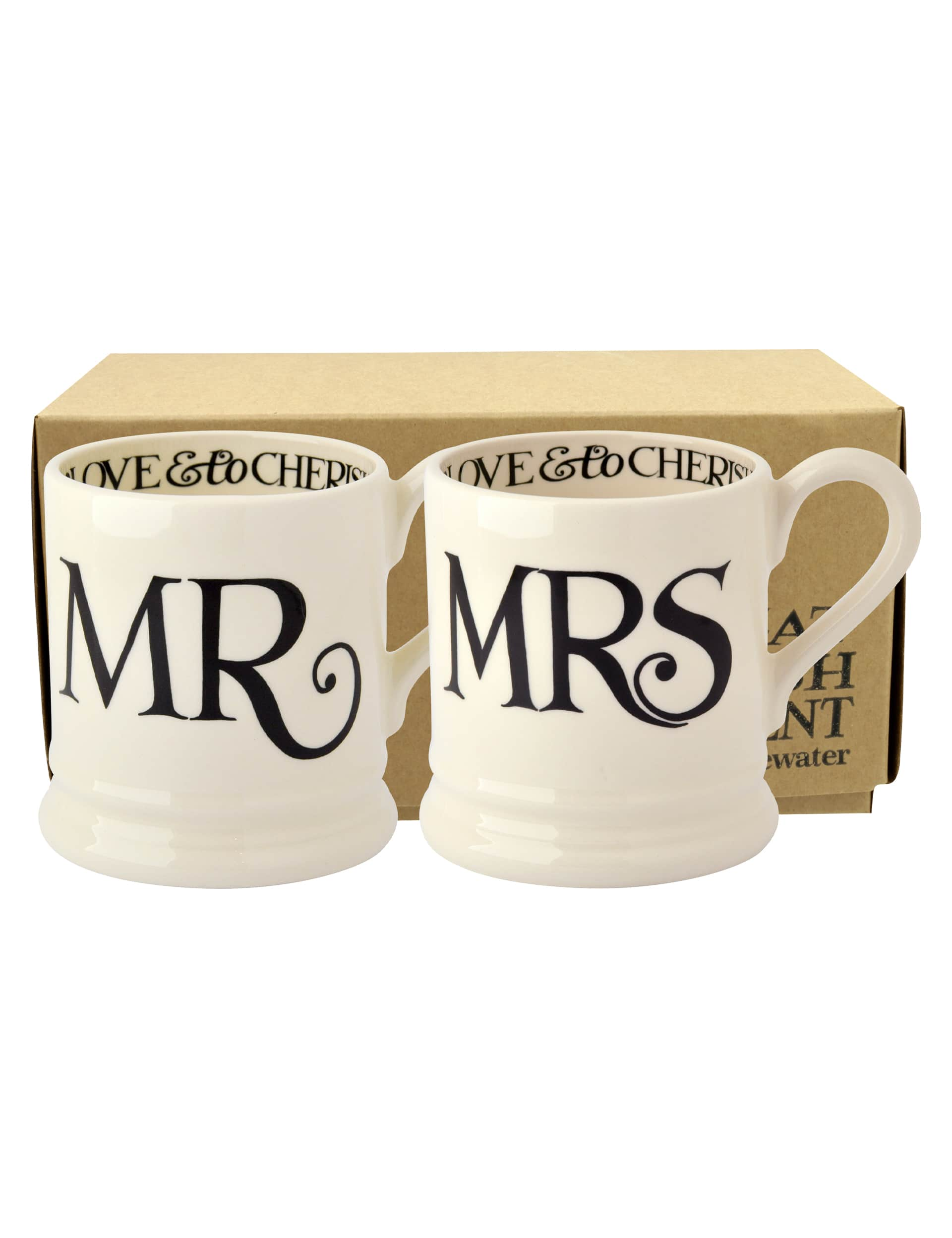 Emma Bridgewater Set of 2 Mr & Mrs Toast Mugs - Black Mix, Black Mix