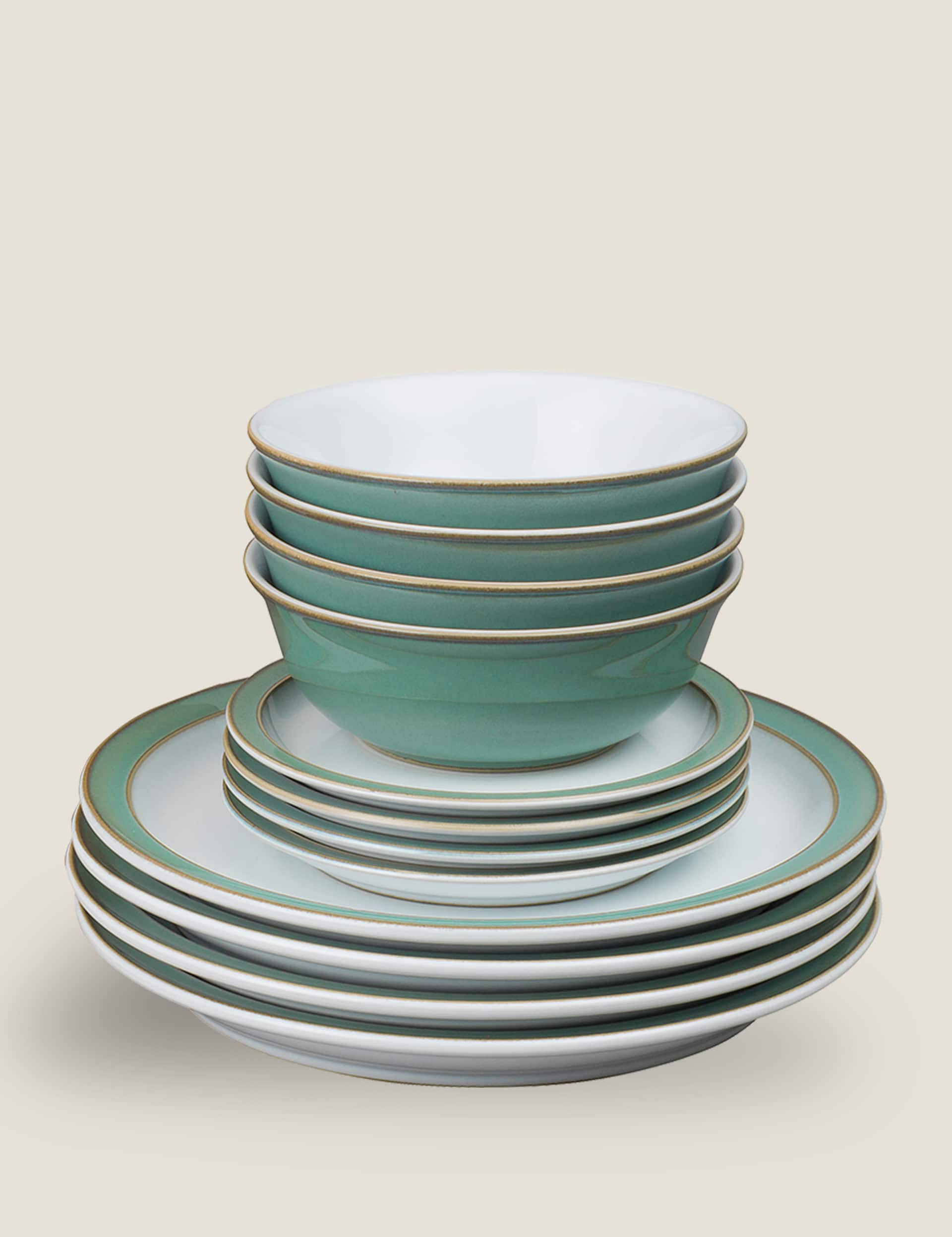 Denby 12 Piece Regency Green Dinner Set - Green Mix, Green Mix