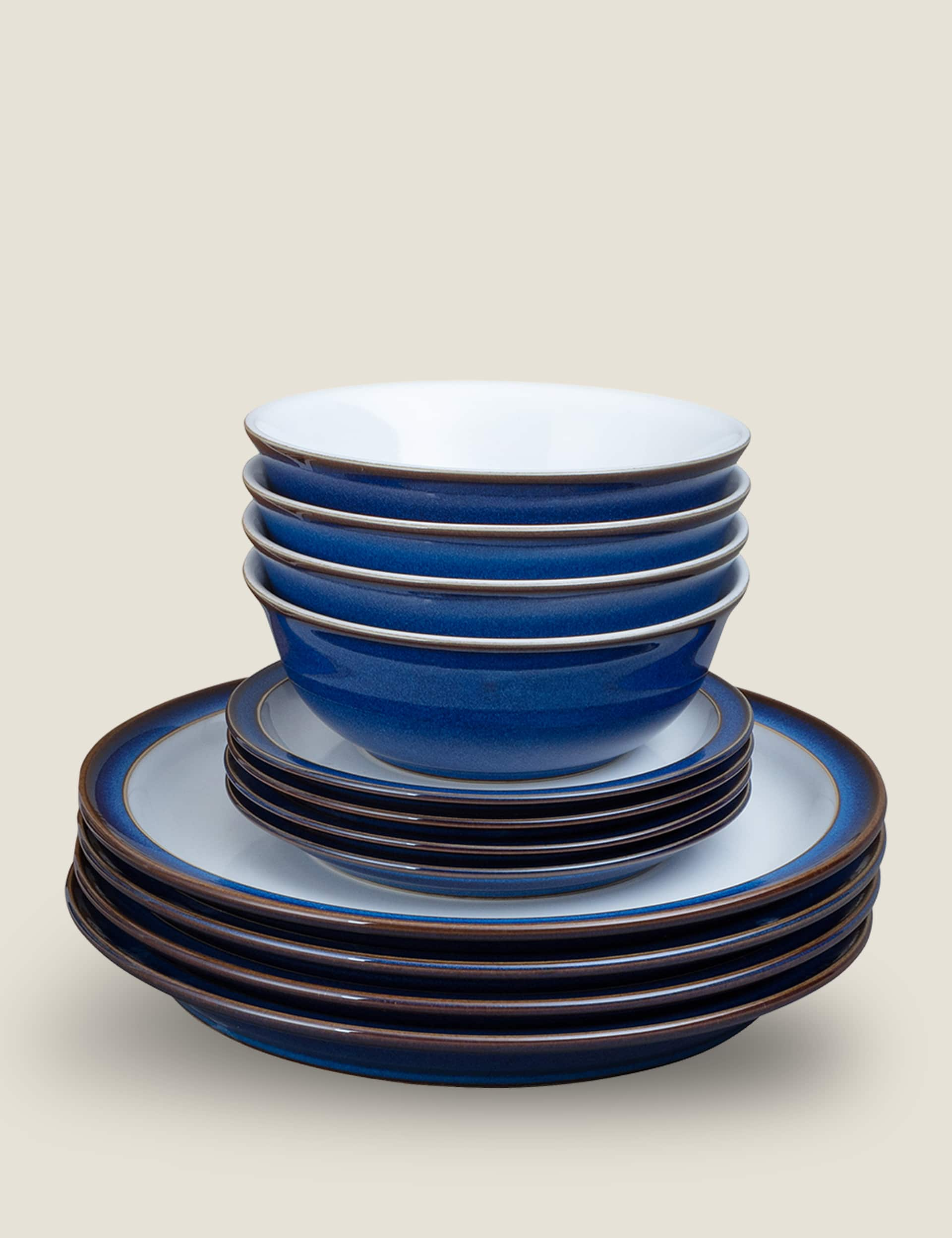 Denby 12 Piece Imperial Blue Dinner Set - Blue Mix, Blue Mix