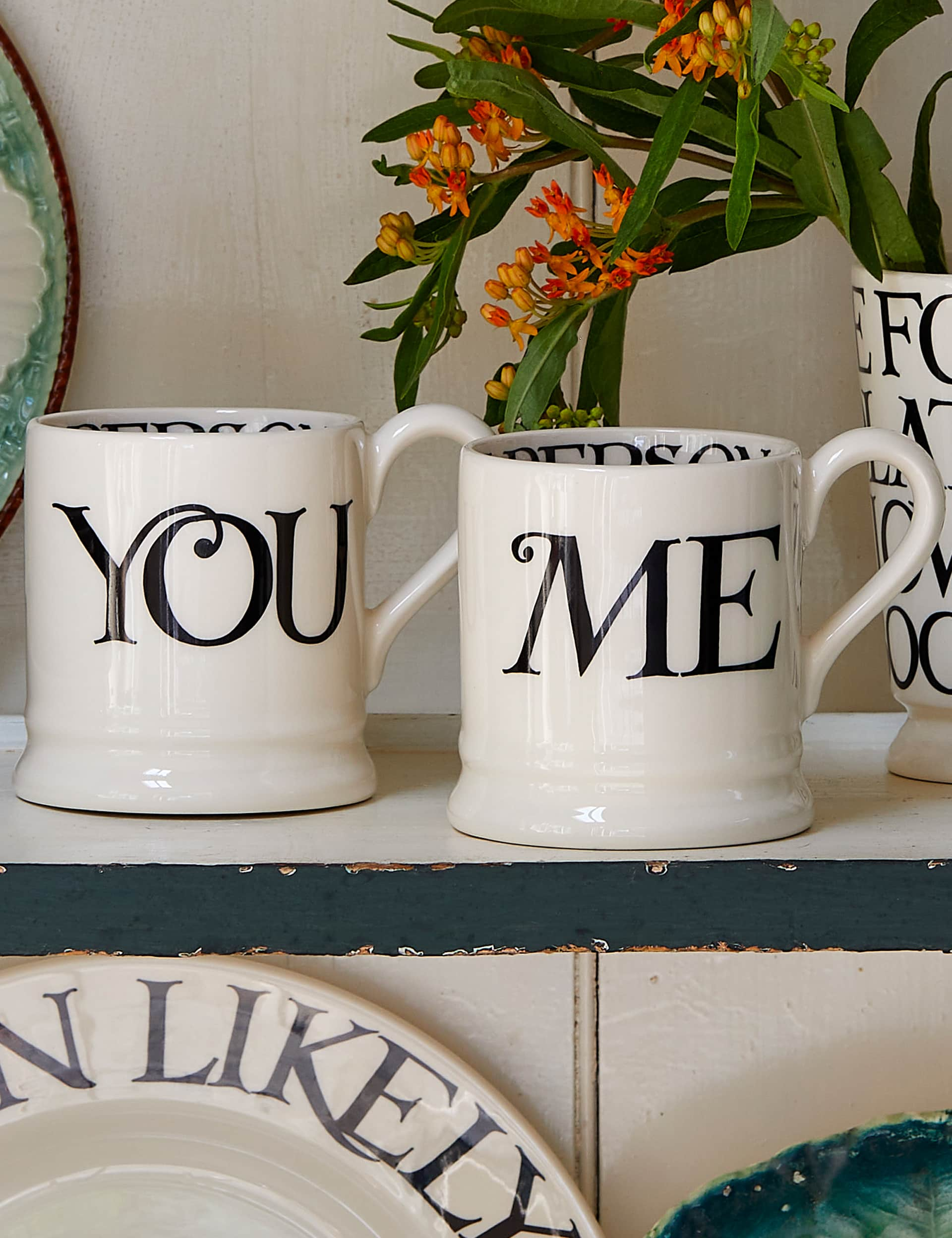 Emma Bridgewater Set of 2 Black Toast You & Me Mugs - Multi, Multi