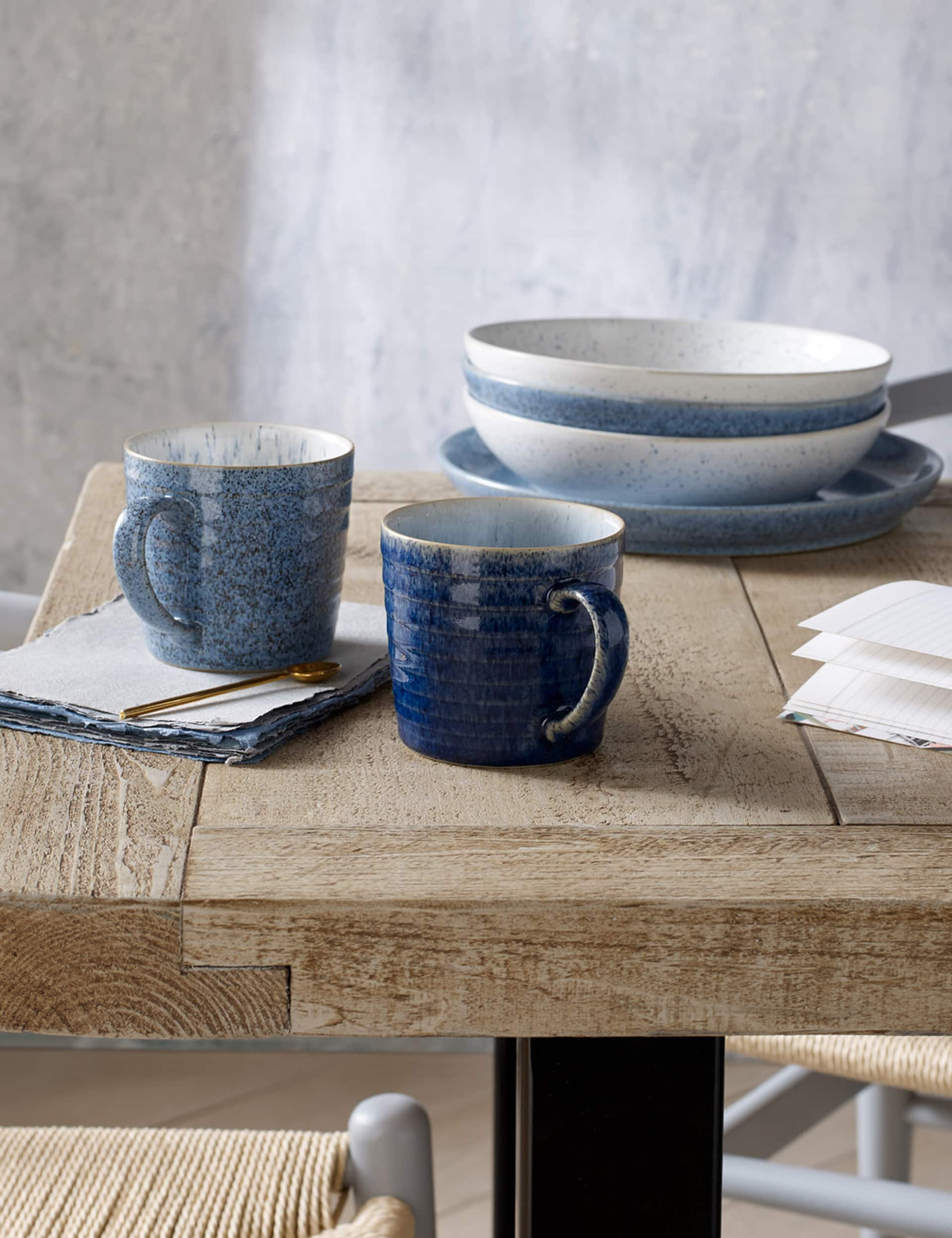 Denby Set of 4 Studio Blue Pasta Bowls - Blue Mix, Blue Mix