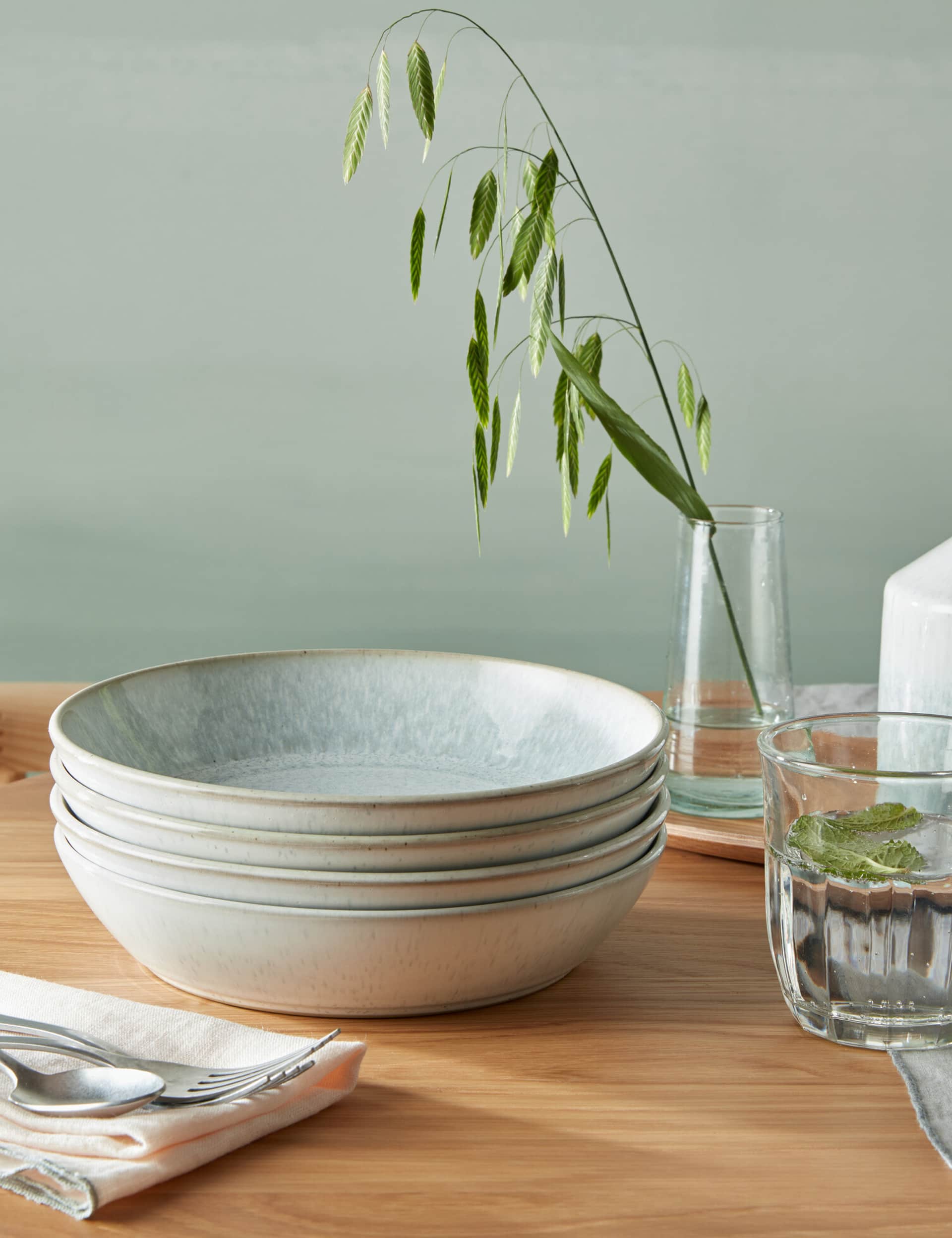 Denby Set of 4 Kiln Green Pasta Bowls  Green