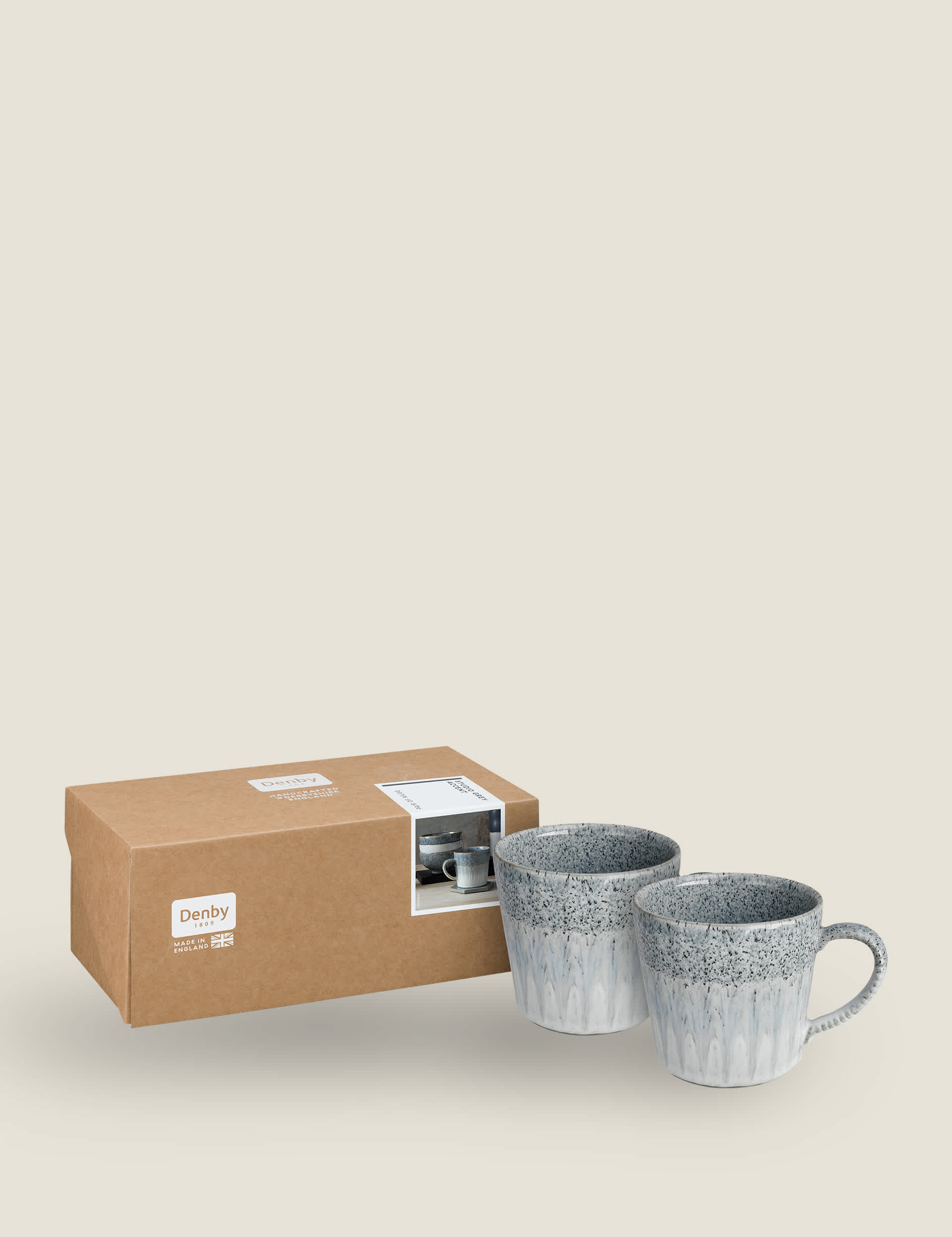 Denby Set of 2 Studio Grey Accent Mugs - Light Grey, Light Grey