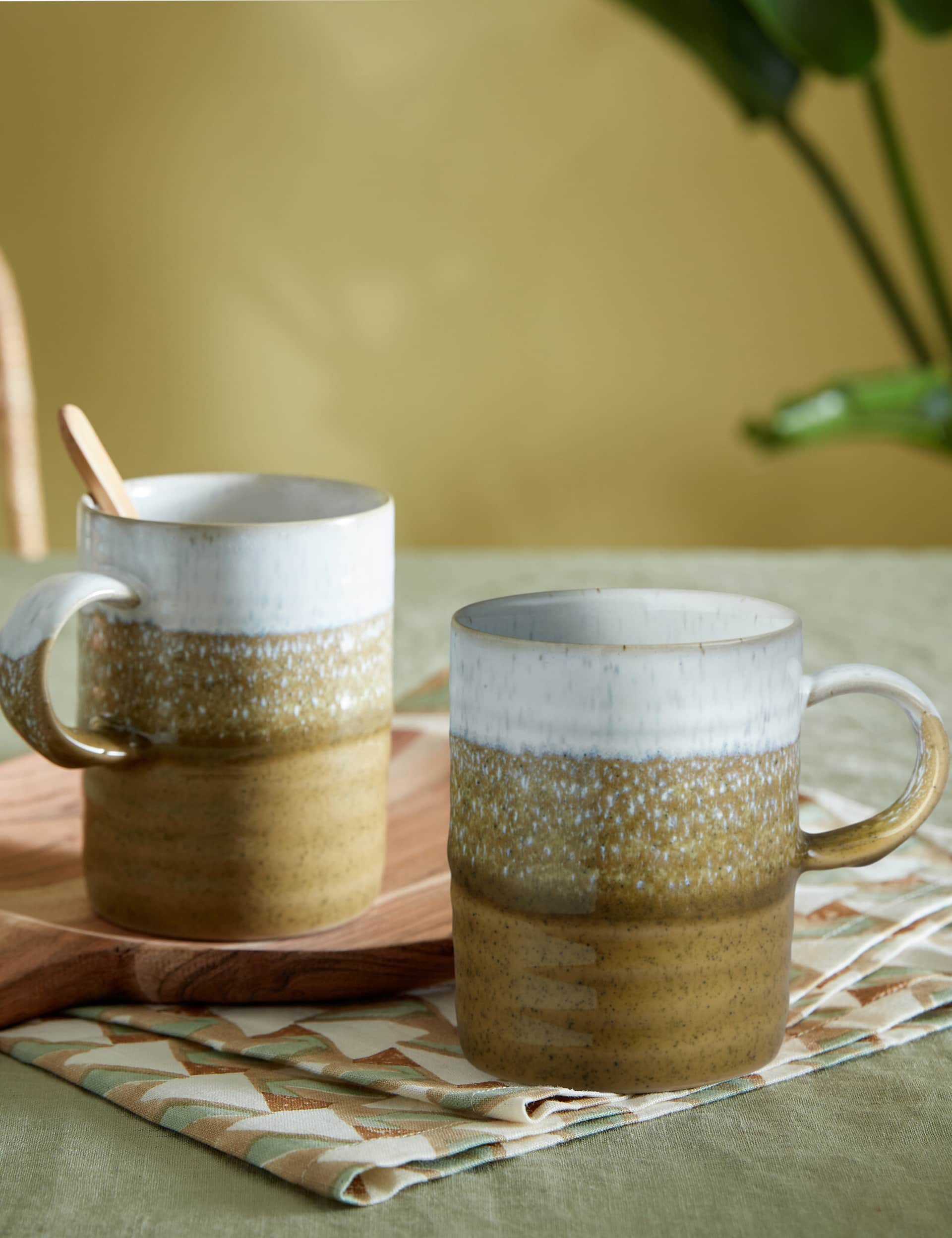 Denby Set of 2 Kiln Accents Ochre Mugs, Ochre