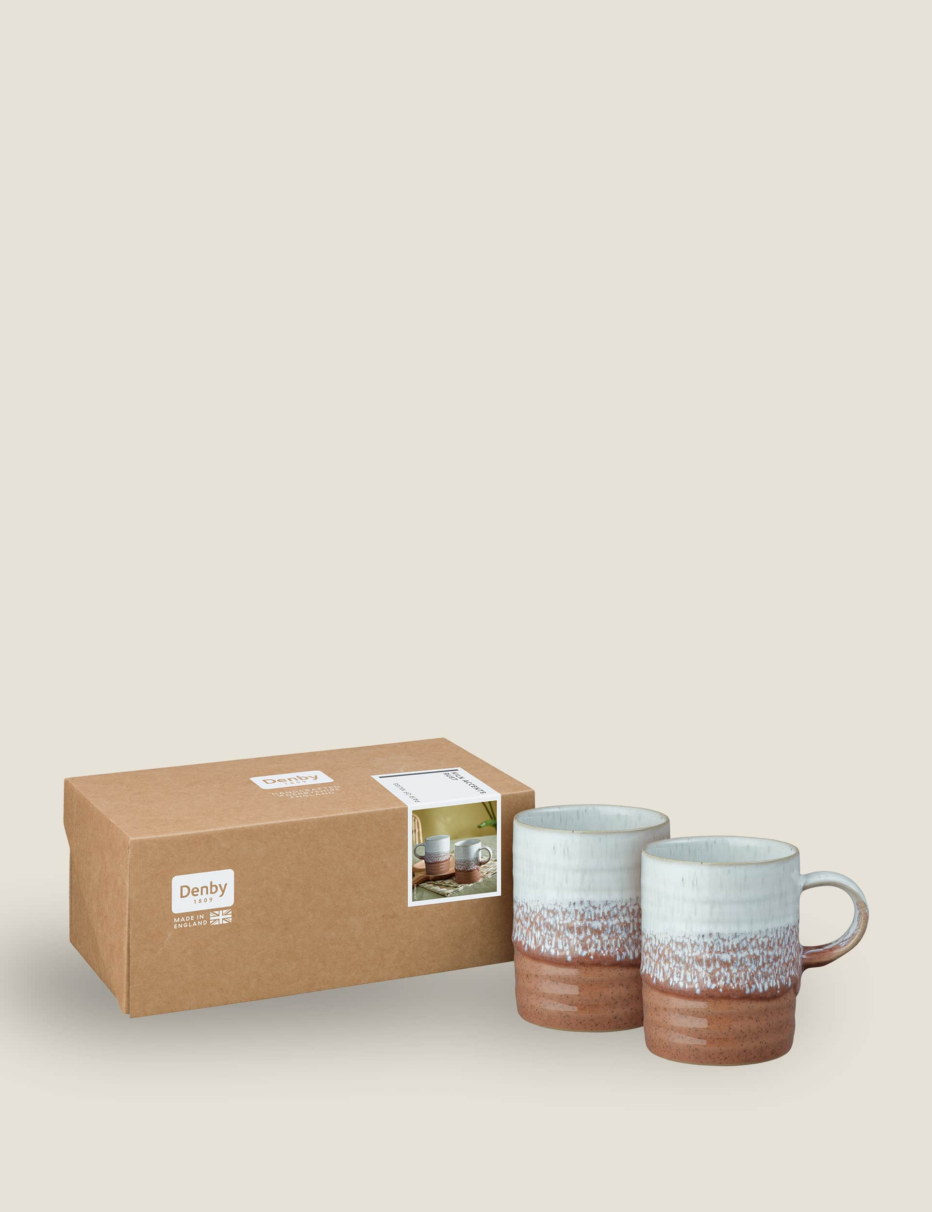 Denby Set of 2 Kiln Accents Rust Mugs, Rust