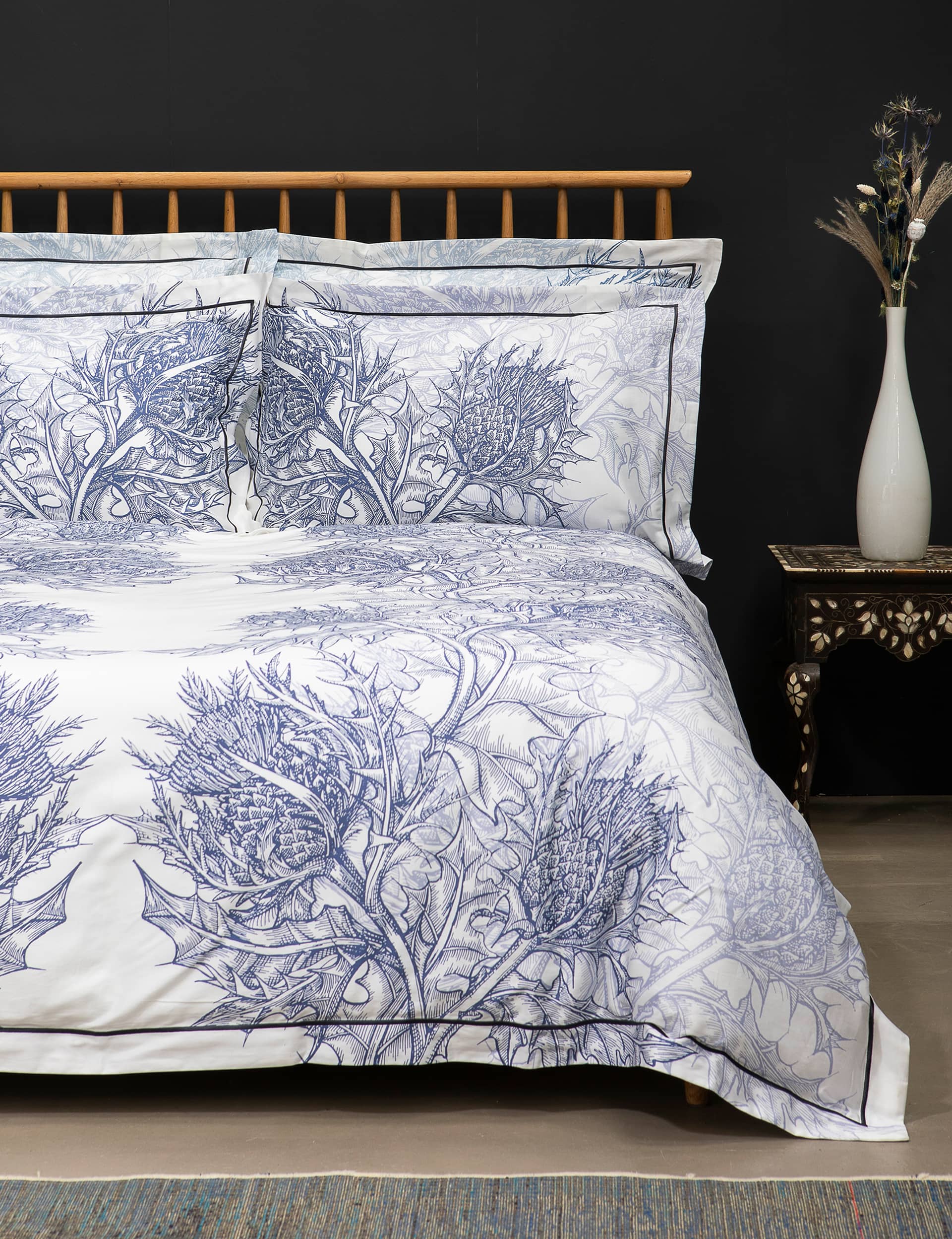 Timorous Beasties Pure Cotton Sateen Thistle Bedding Set - SGL - Azure Blue, Azure Blue