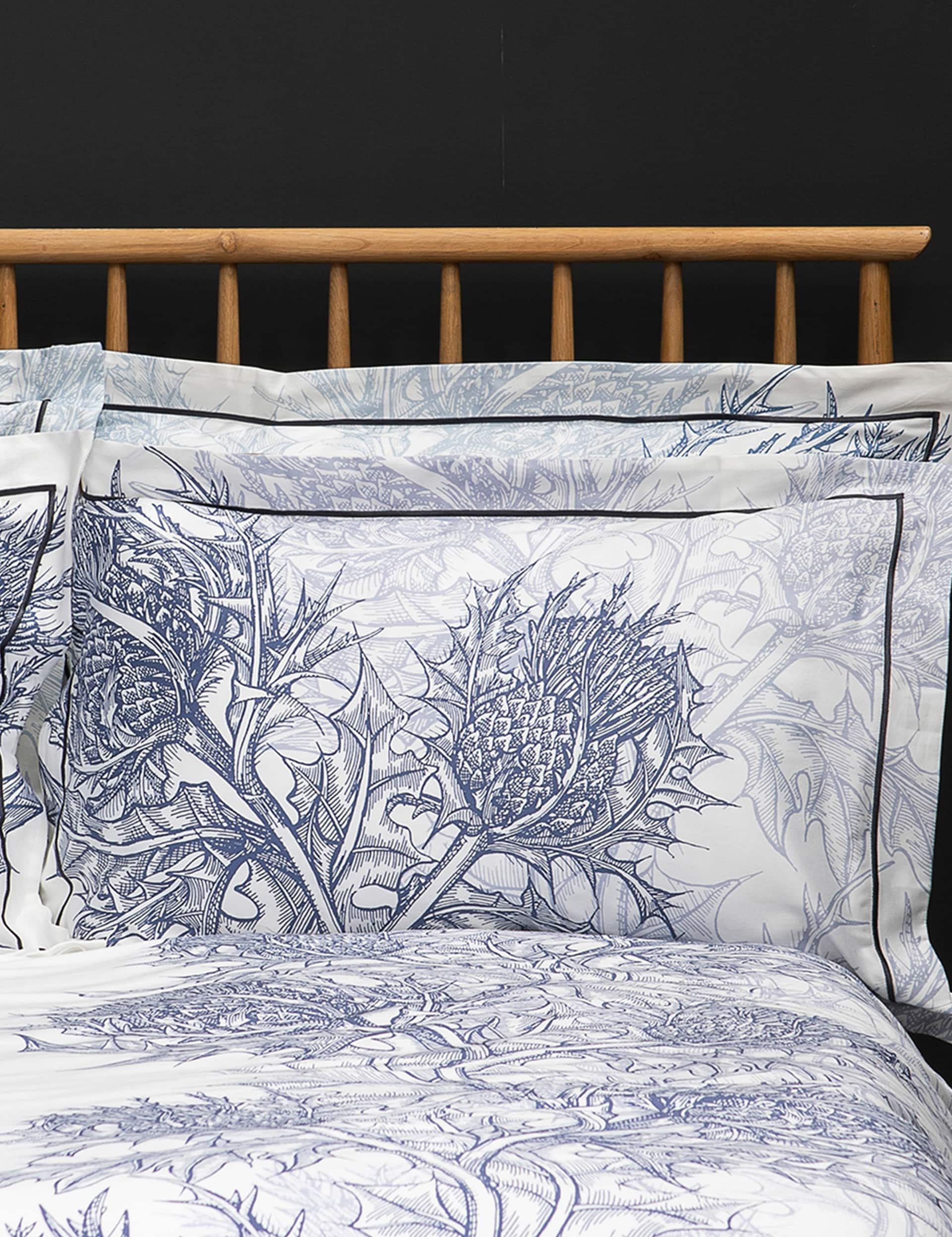 Timorous Beasties Pure Cotton Sateen Thistle Bedding Set - DBL - Azure Blue, Azure Blue