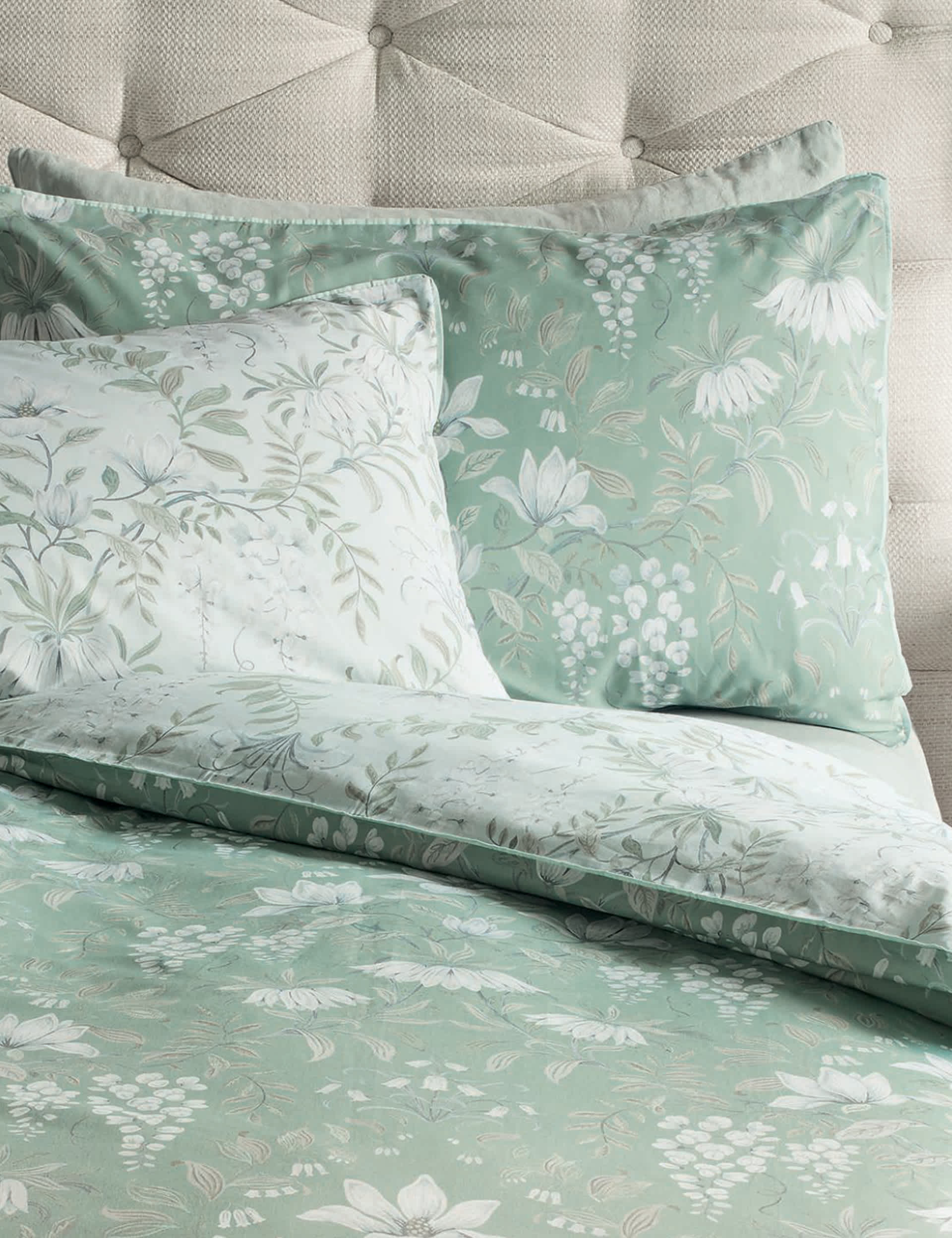 Laura Ashley Pure Cotton Sateen Parterre Bedding Set - 6FT - Sage, Sage