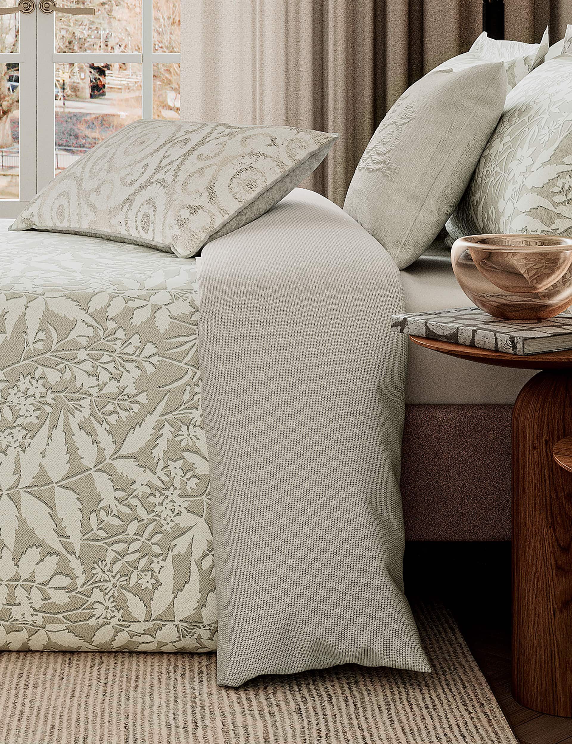 Bedeck Of Belfast Pure Cotton Atiya Bedding Set - SGL - Cream, Cream