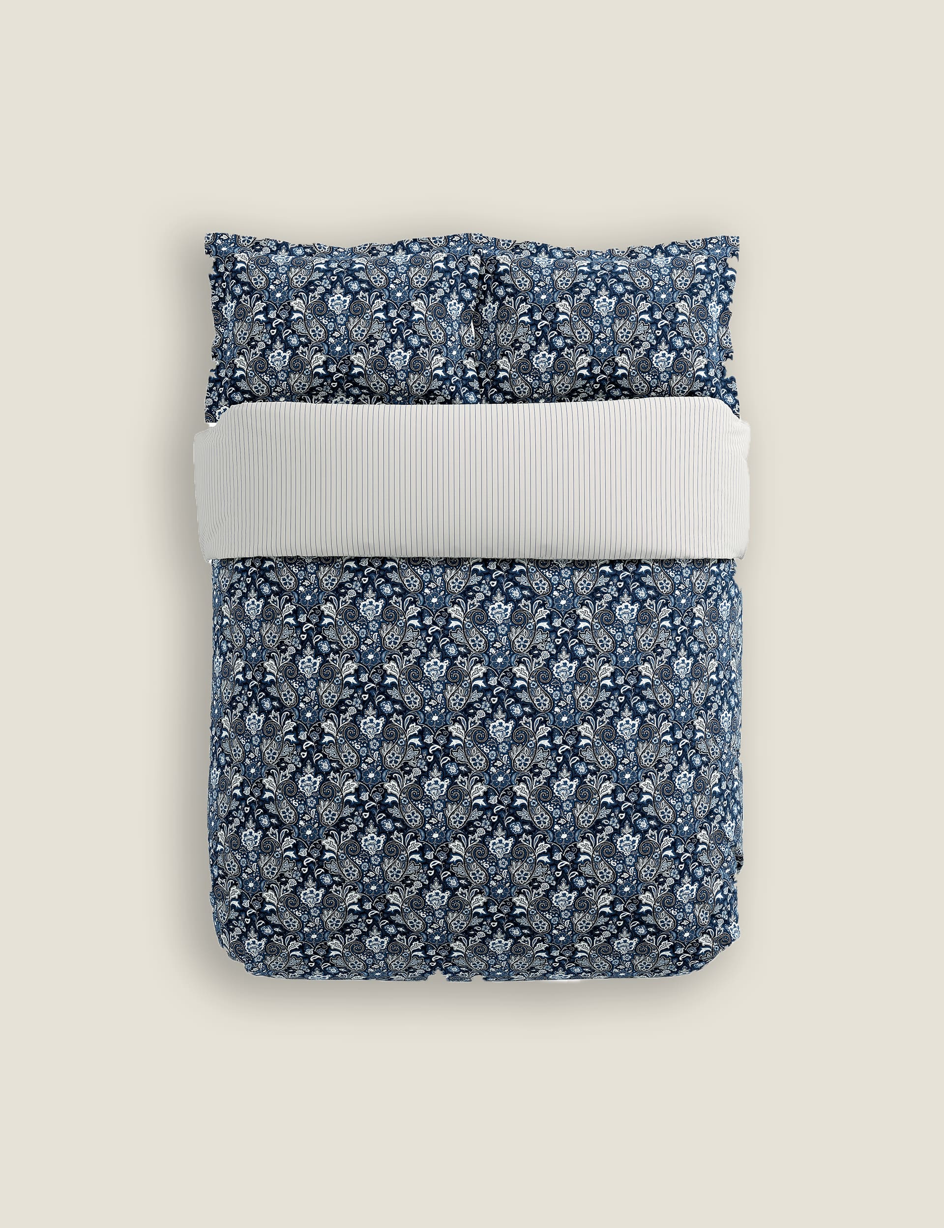 Bedeck Of Belfast Pure Cotton Yara Bedding Set - 6FT - Navy, Navy