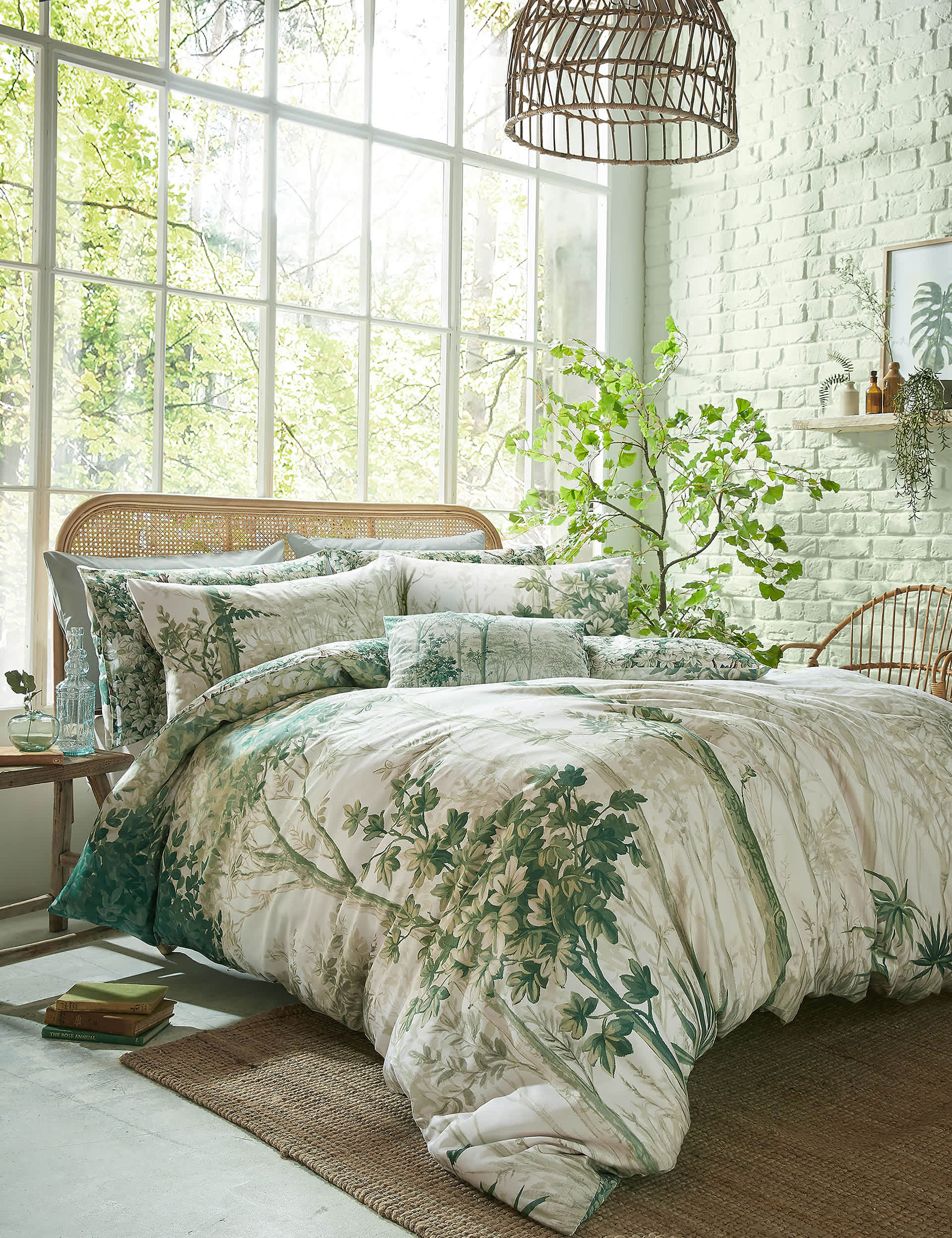 Graham & Brown Pure Cotton Sateen Coppice Forest Bedding Set - DBL - Sage, Sage