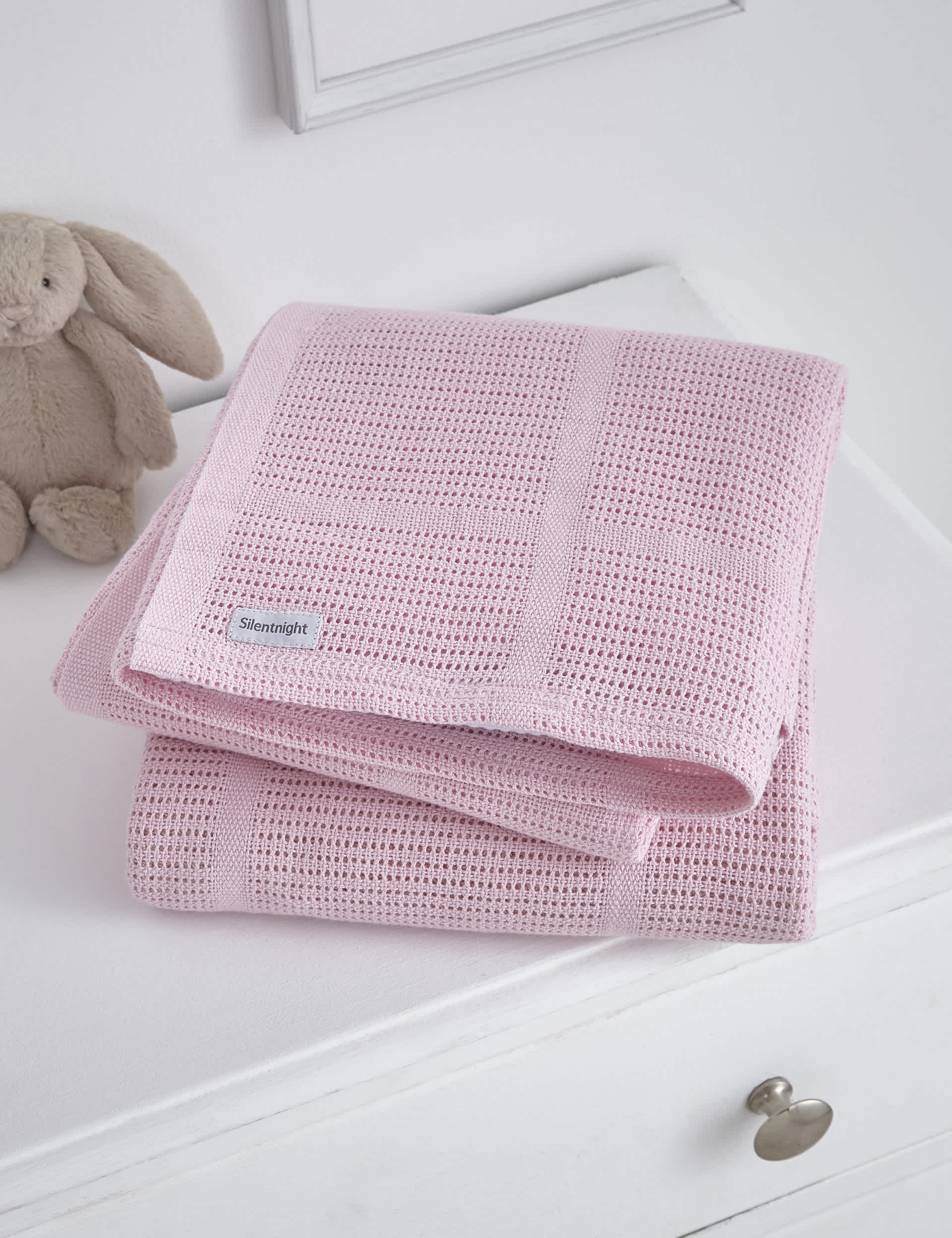 Silentnight 2pk Safe Nights Cellular Cot Blankets - Pink, Pink