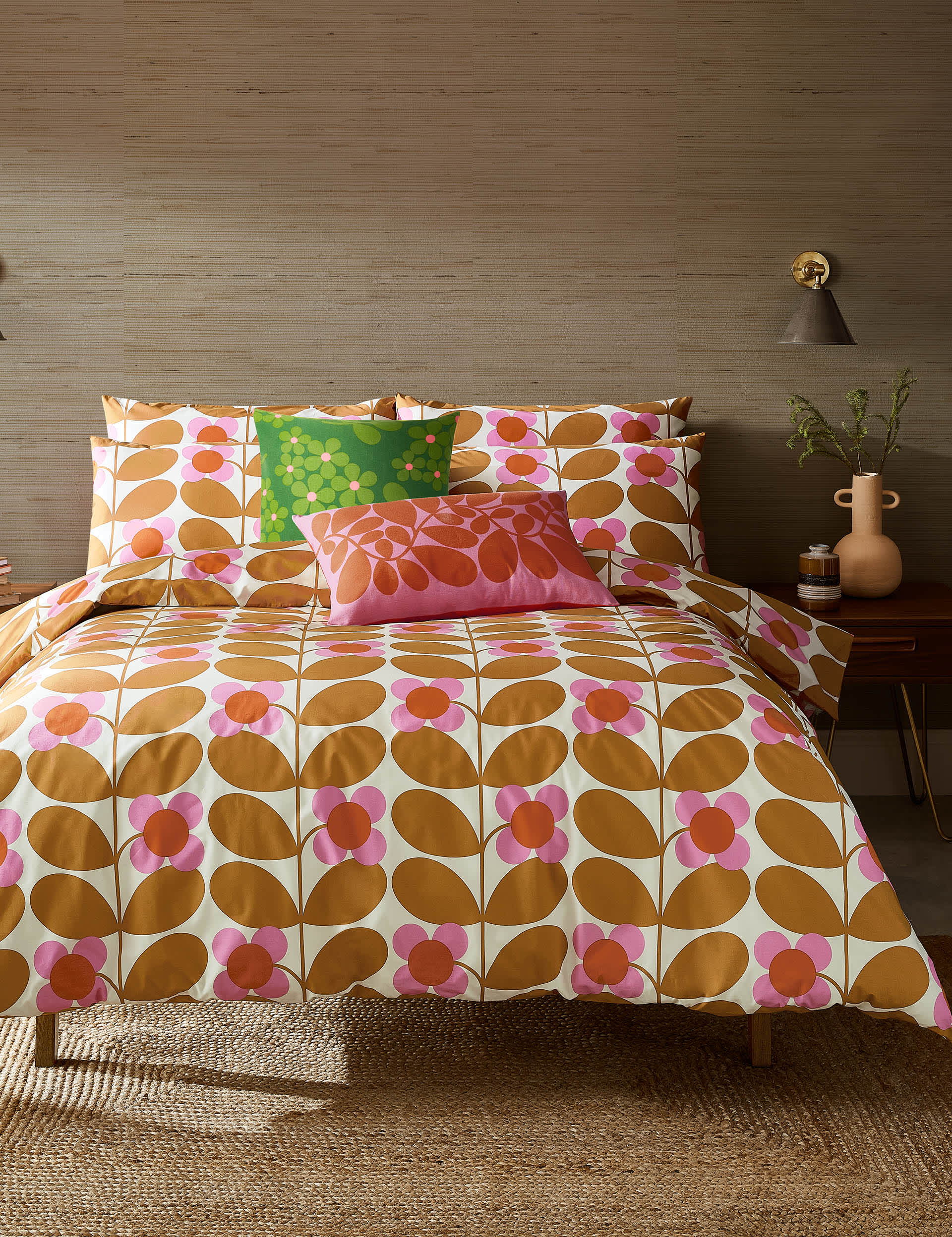 Orla Kiely Pure Cotton Stem Bloom Bedding Set - SGL - Saffron, Saffron