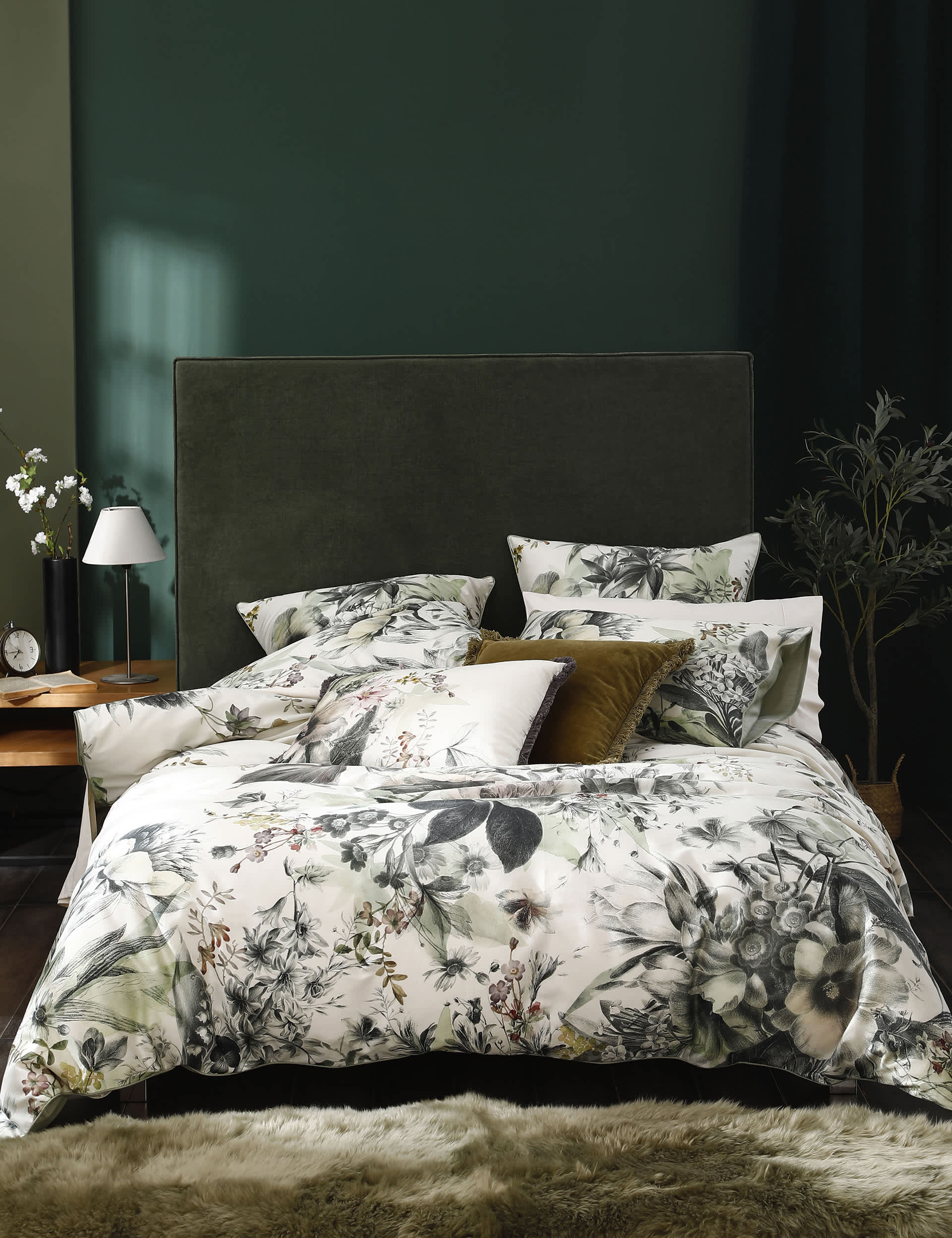 Mm Linen Pure Cotton Sateen Etoile Bedding Set - 6FT - Sage Green, Sage Green