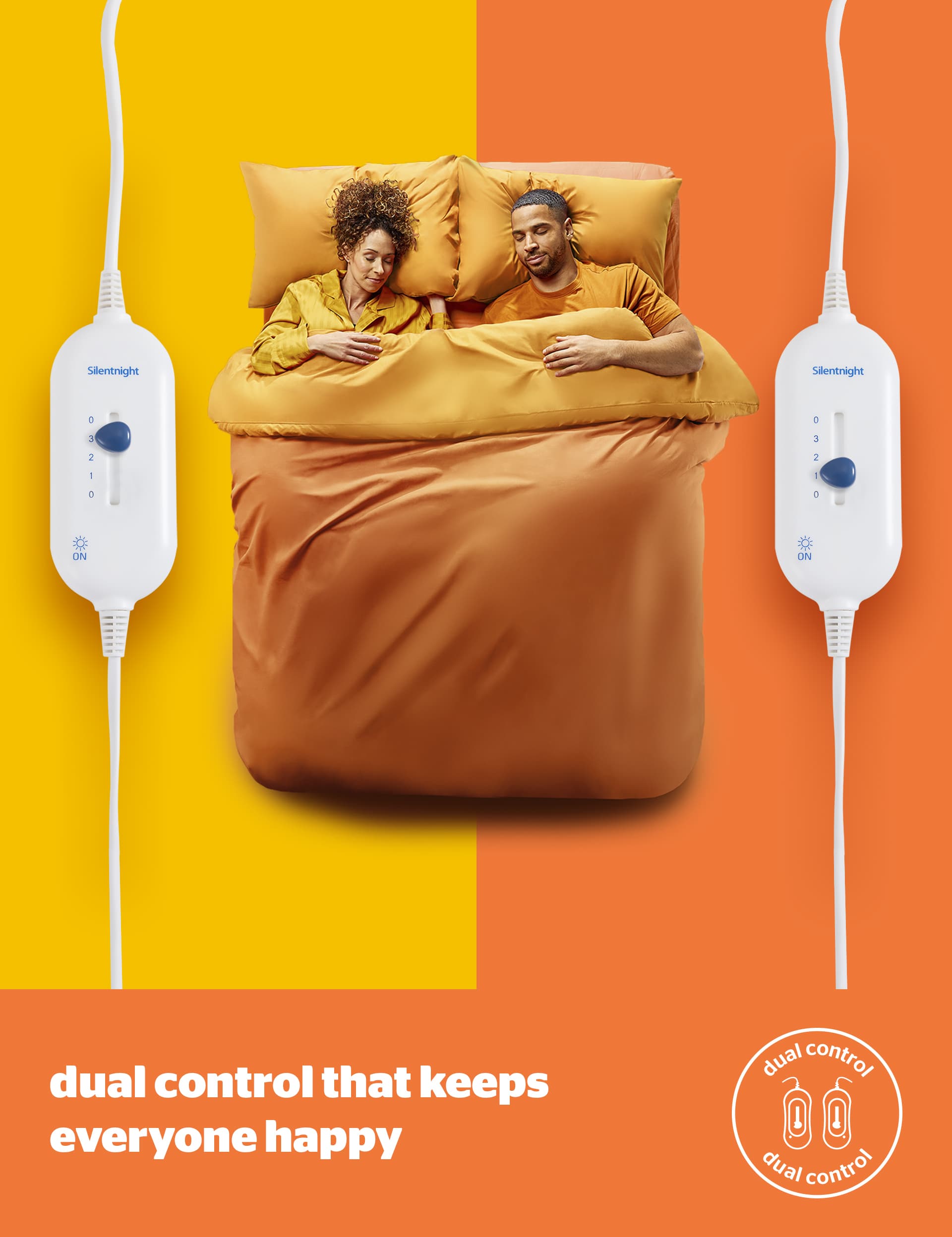 Silentnight Yours & Mine Dual Control Electric Blanket - DBL - White, White