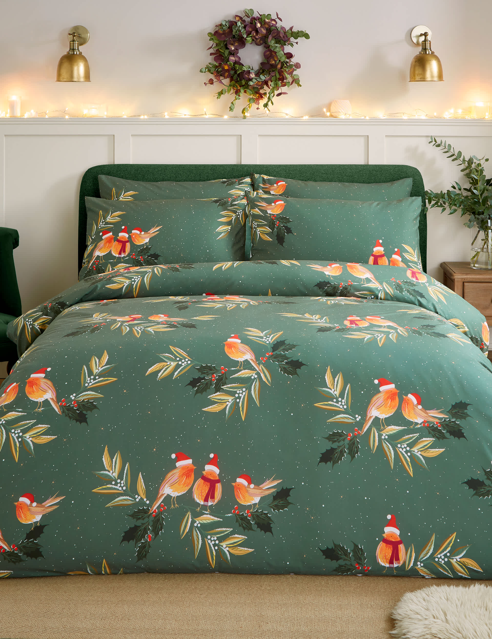 Sara Miller Pure Cotton Robin Chorus Bedding Set - SGL - Green Mix, Green Mix