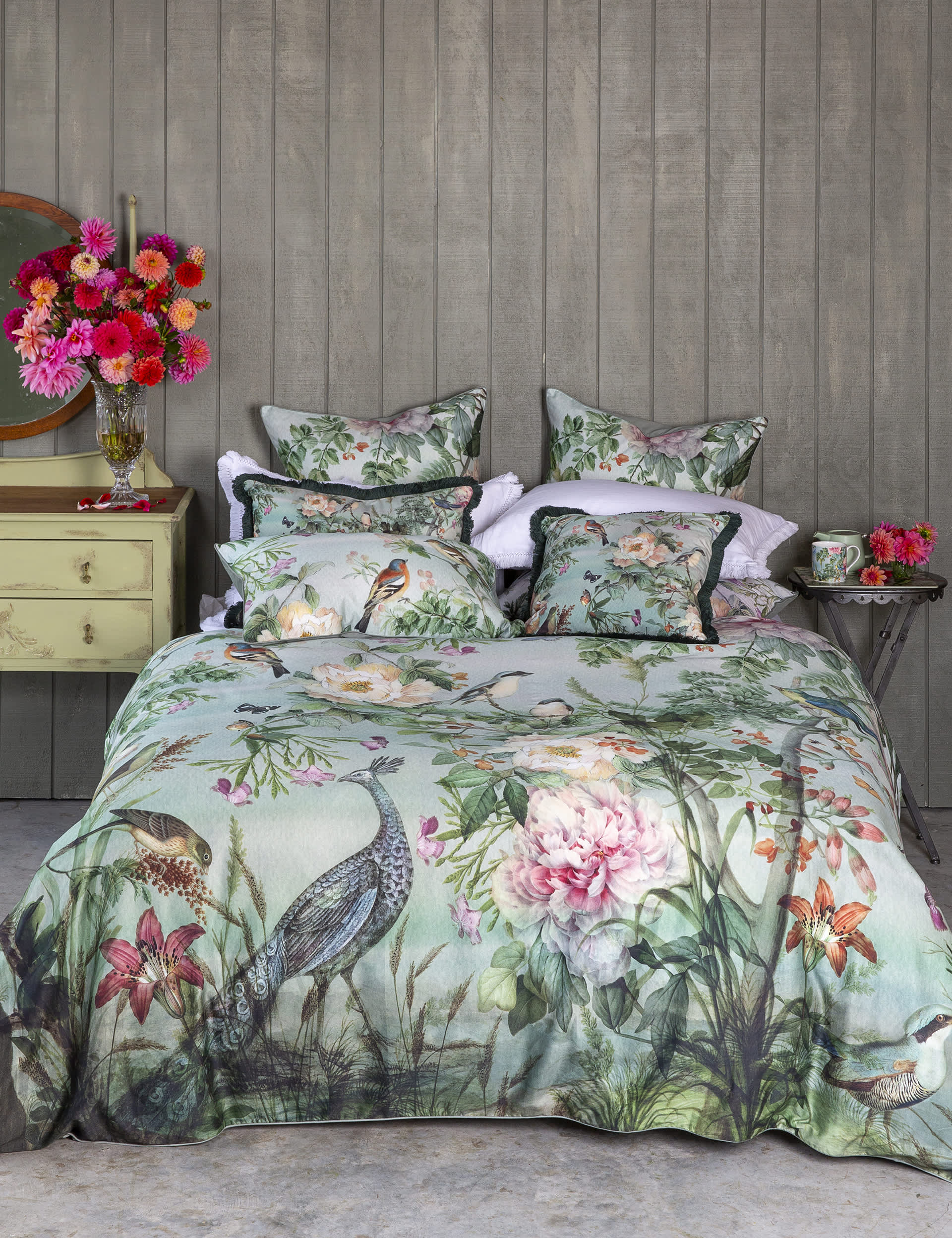 Mm Linen Pure Cotton Sateen Chinoiserie Bedding Set