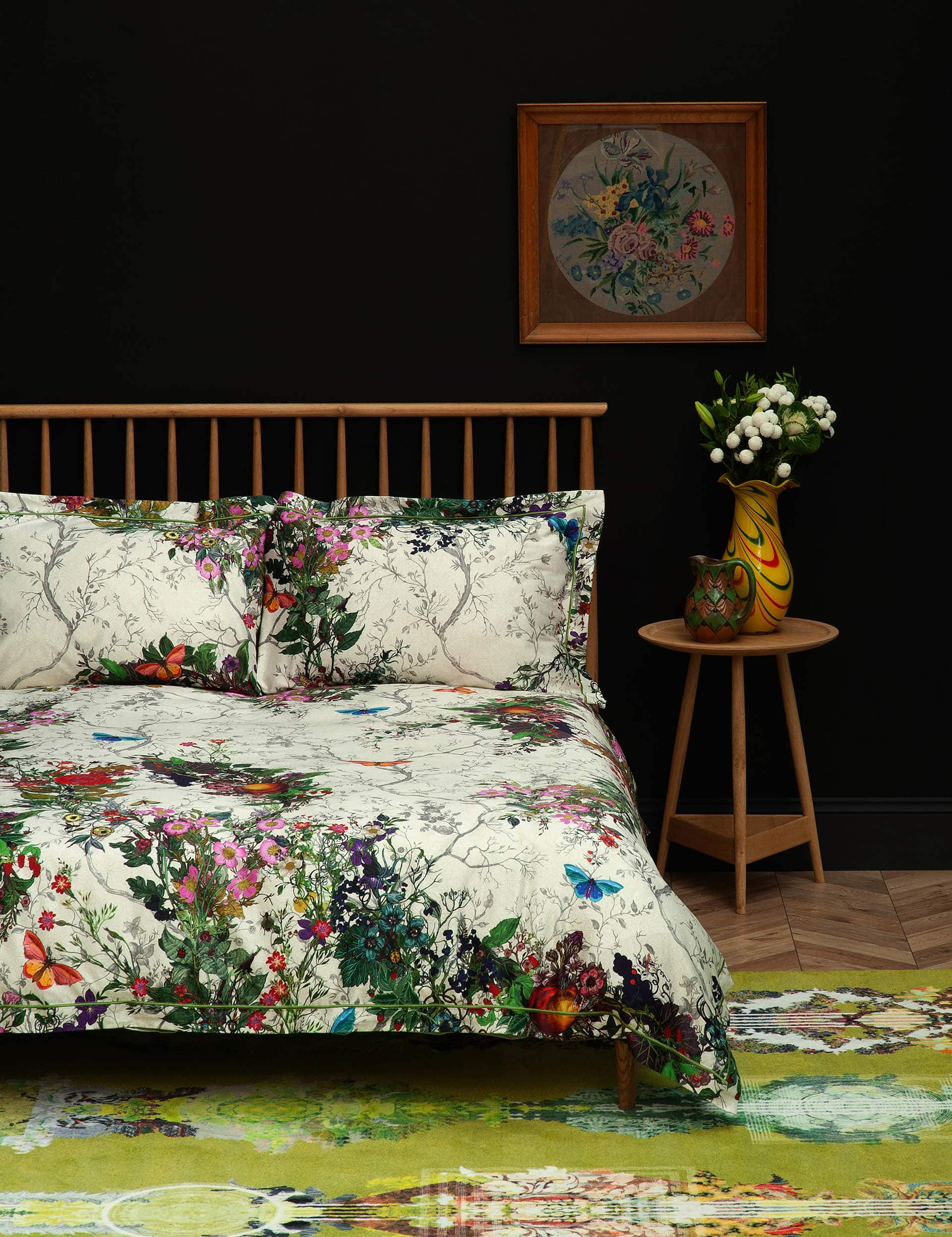 Timorous Beasties Pure Cotton Sateen Bloomsbury Garden Bedding Set - 6FT - Dove, Dove