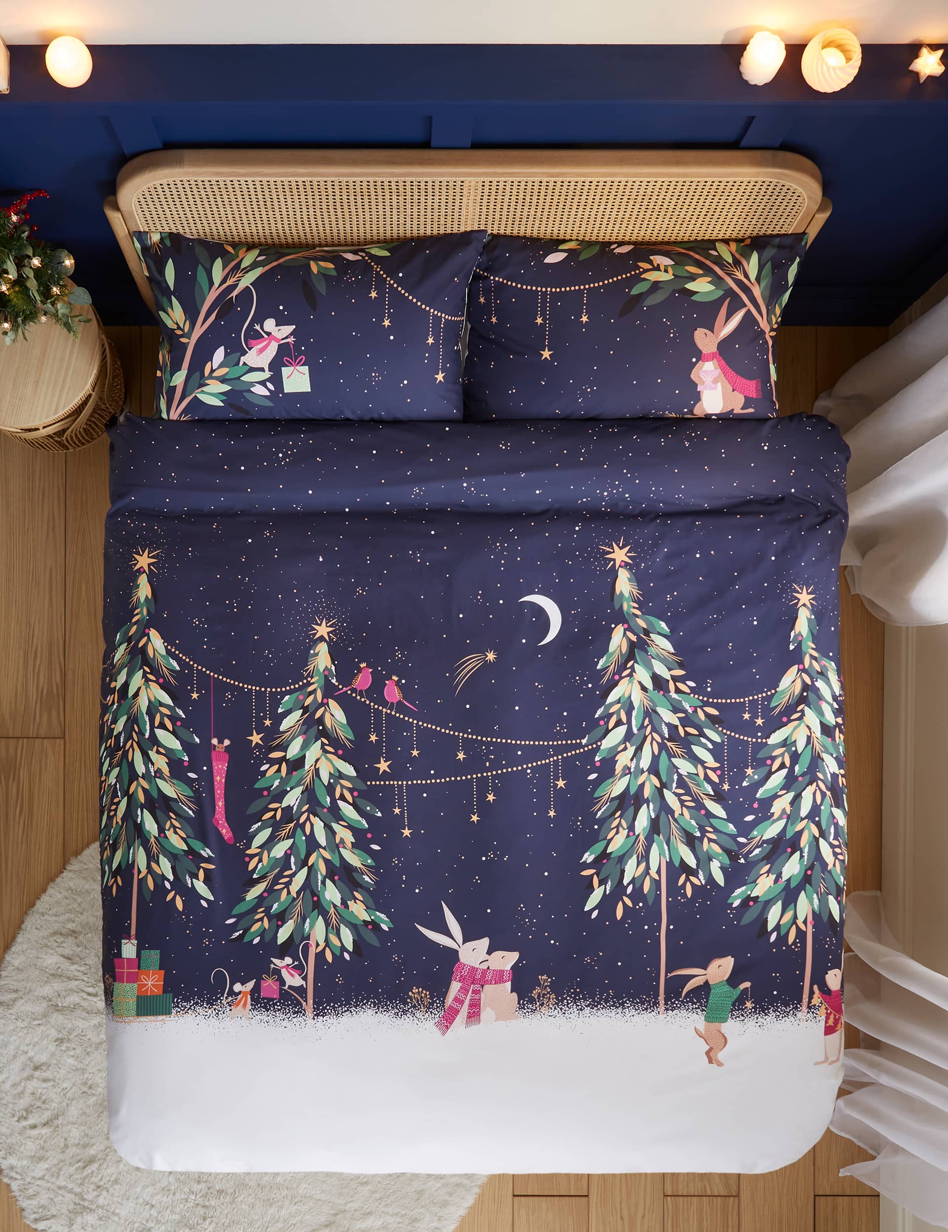 Sara Miller Pure Cotton Woodland Tales Bedding Set - DBL - Navy Mix, Navy Mix