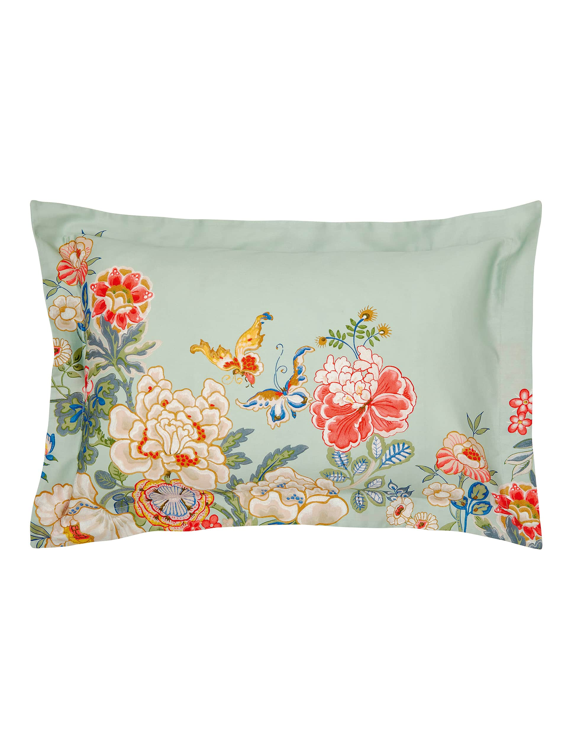 Sanderson Pure Cotton Emperor Peony Oxford Pillowcase - Blue, Blue