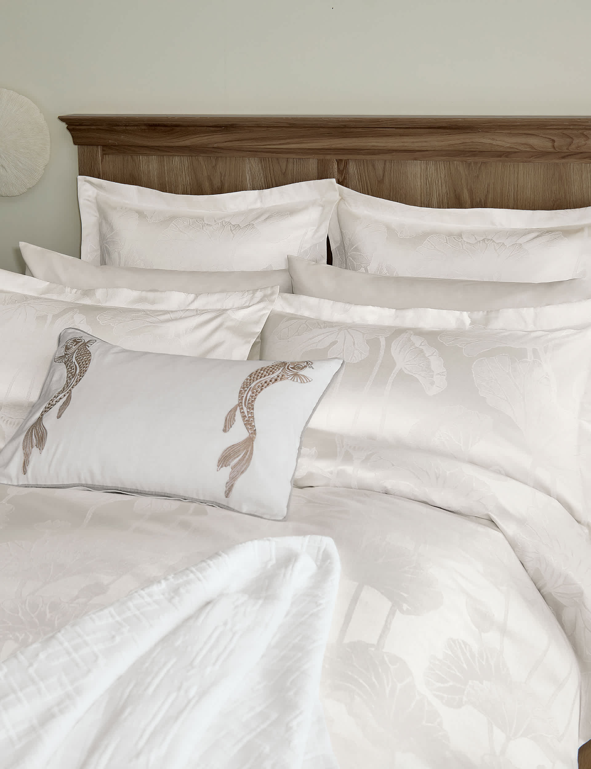 Sanderson Cotton Rich Lotus Leaf Duvet Cover - DBL - Ivory, Ivory