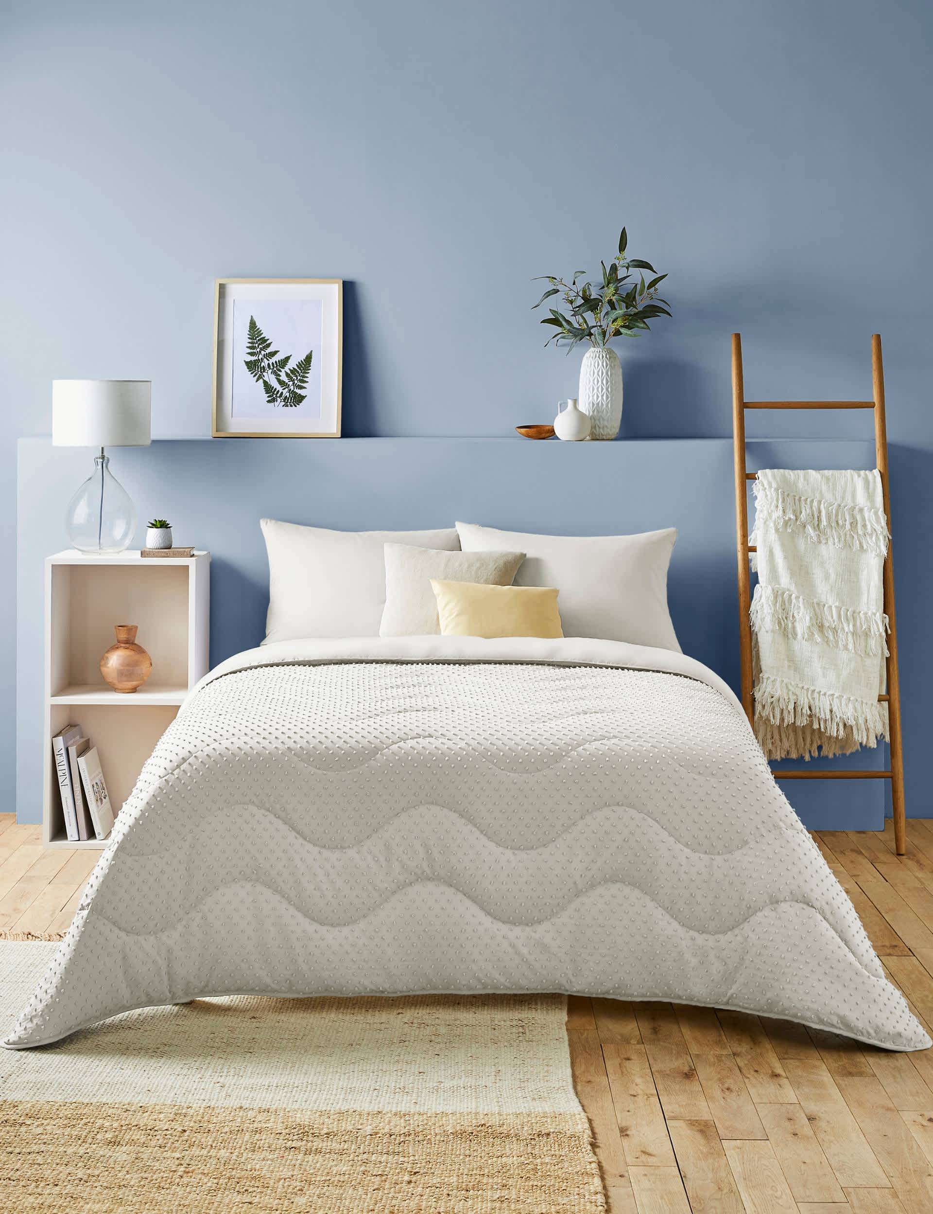 Night Lark Tufted Dots 4.5 Tog Coverless Duvet - DBL - Beige, Beige,White,Dusty Blue