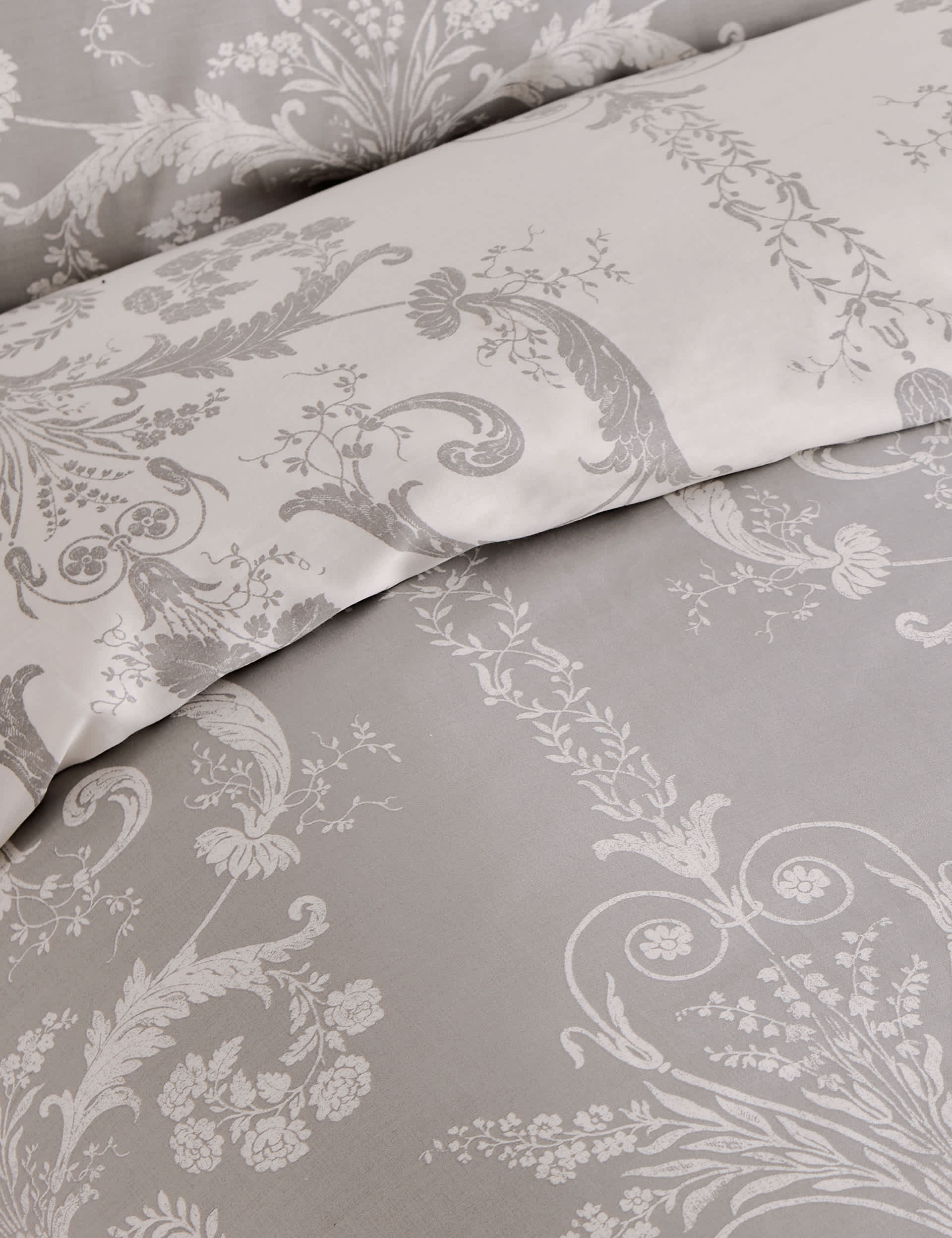 Laura Ashley Pure Cotton Sateen Josette Bedding Set - DBL - Dove, Dove