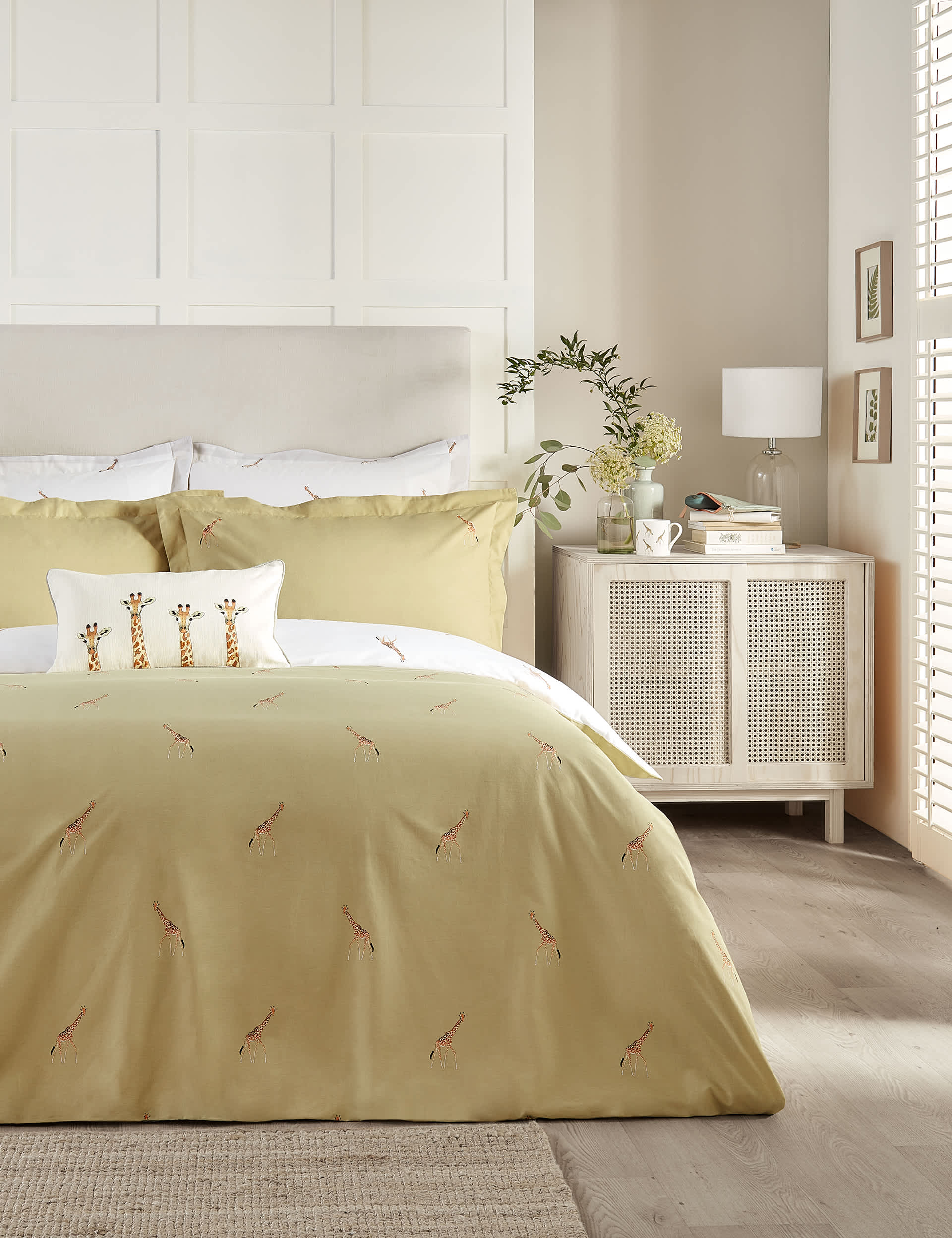 Sophie Allport Pure Cotton Percale Giraffe Bedding Set - DBL - Mustard, Mustard