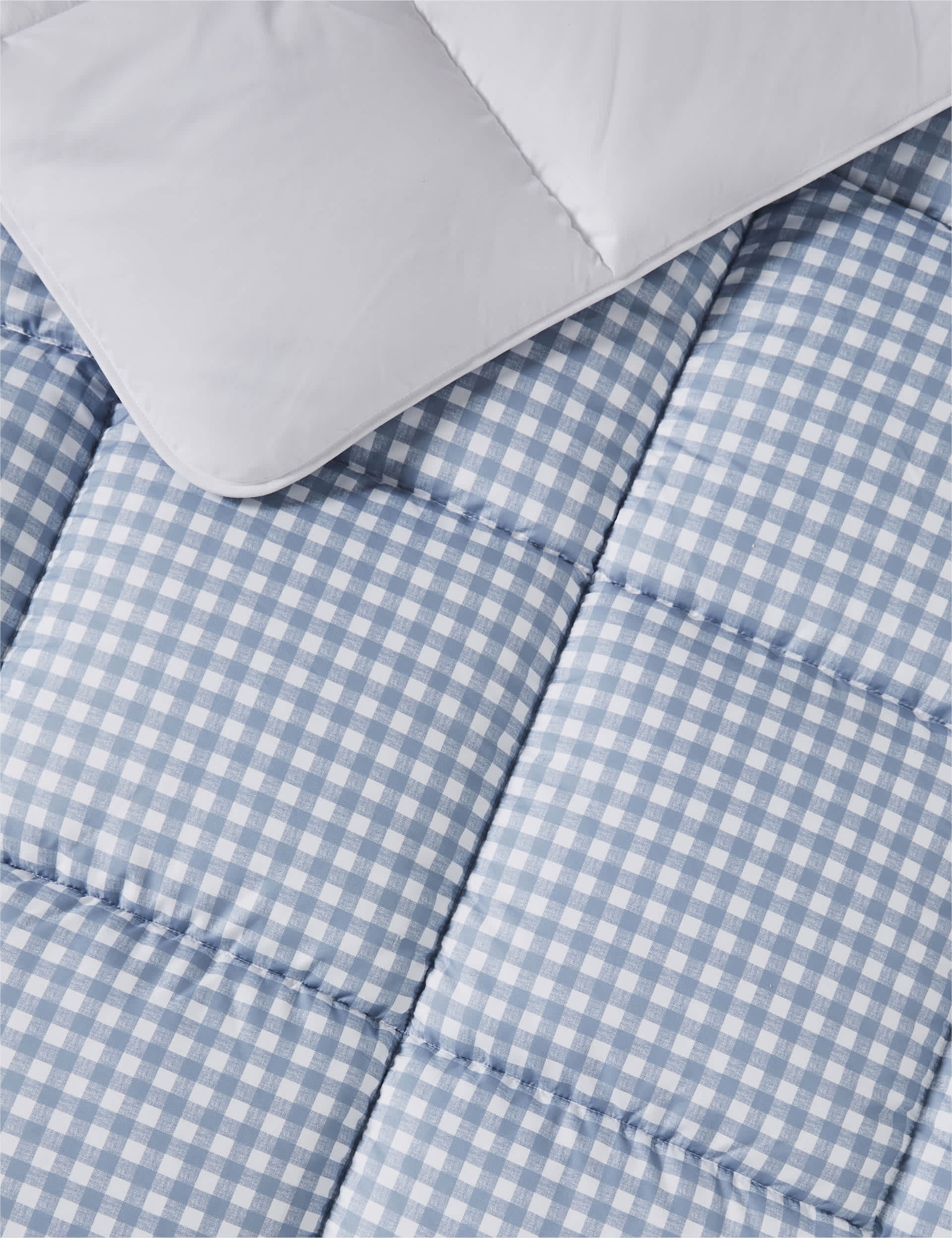 Night Lark Gingham 4.5 Tog Coverless Duvet - 5FT - Dusty Blue, Dusty Blue