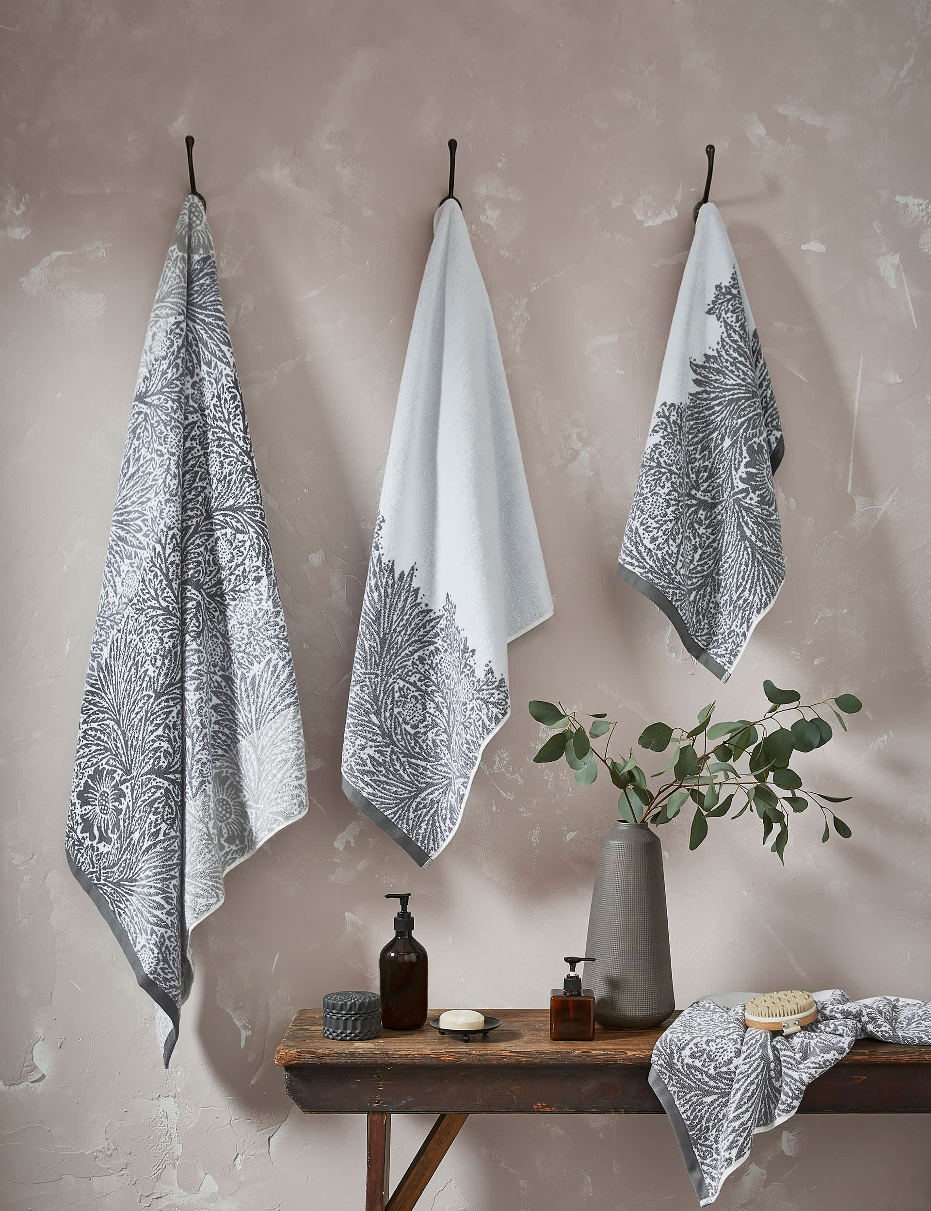 William Morris At Home Pure Cotton Marigold Towel - EXL - Grey Mix, Grey Mix