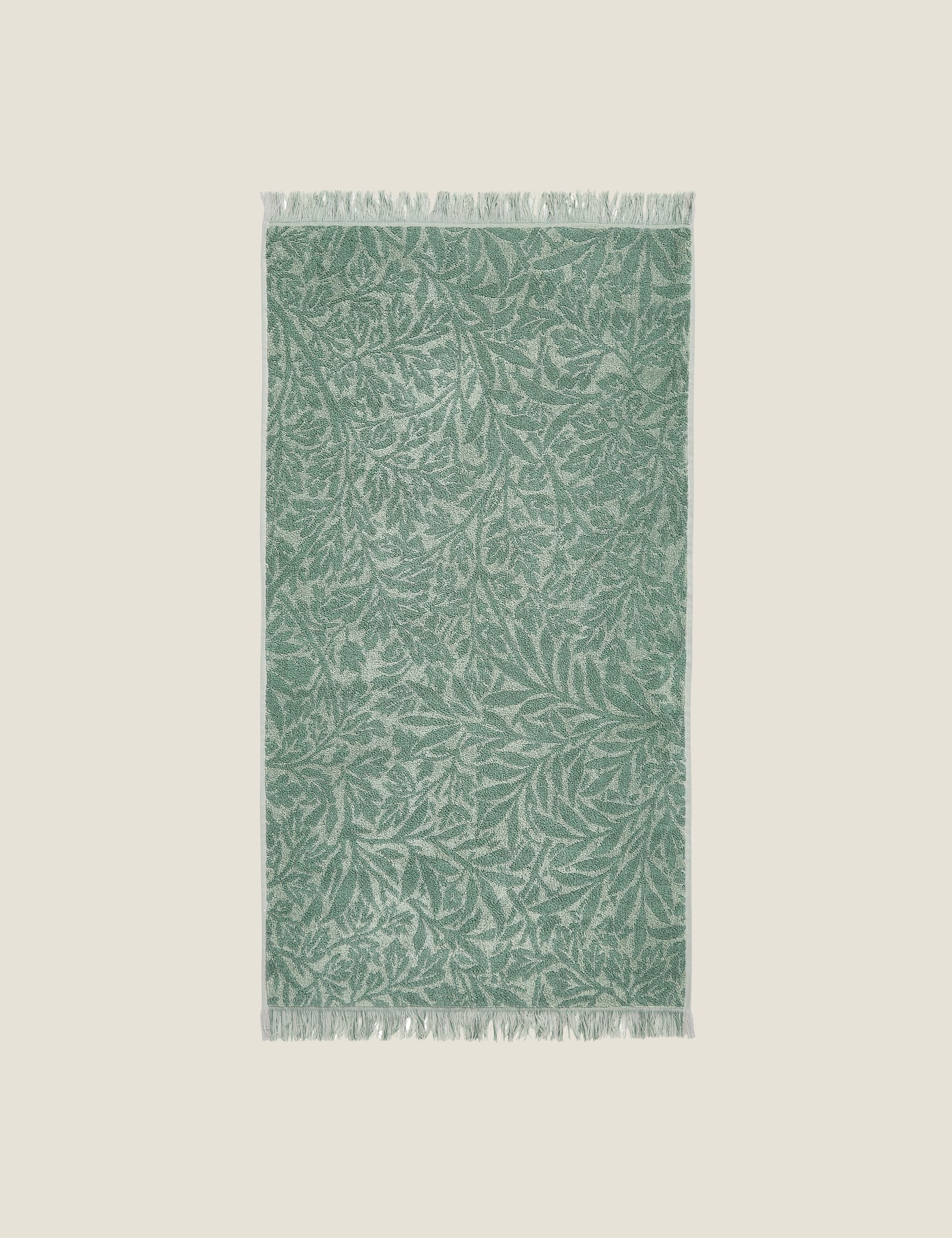 William Morris At Home Pure Cotton Foliage Towel - BATH - Sage, Sage