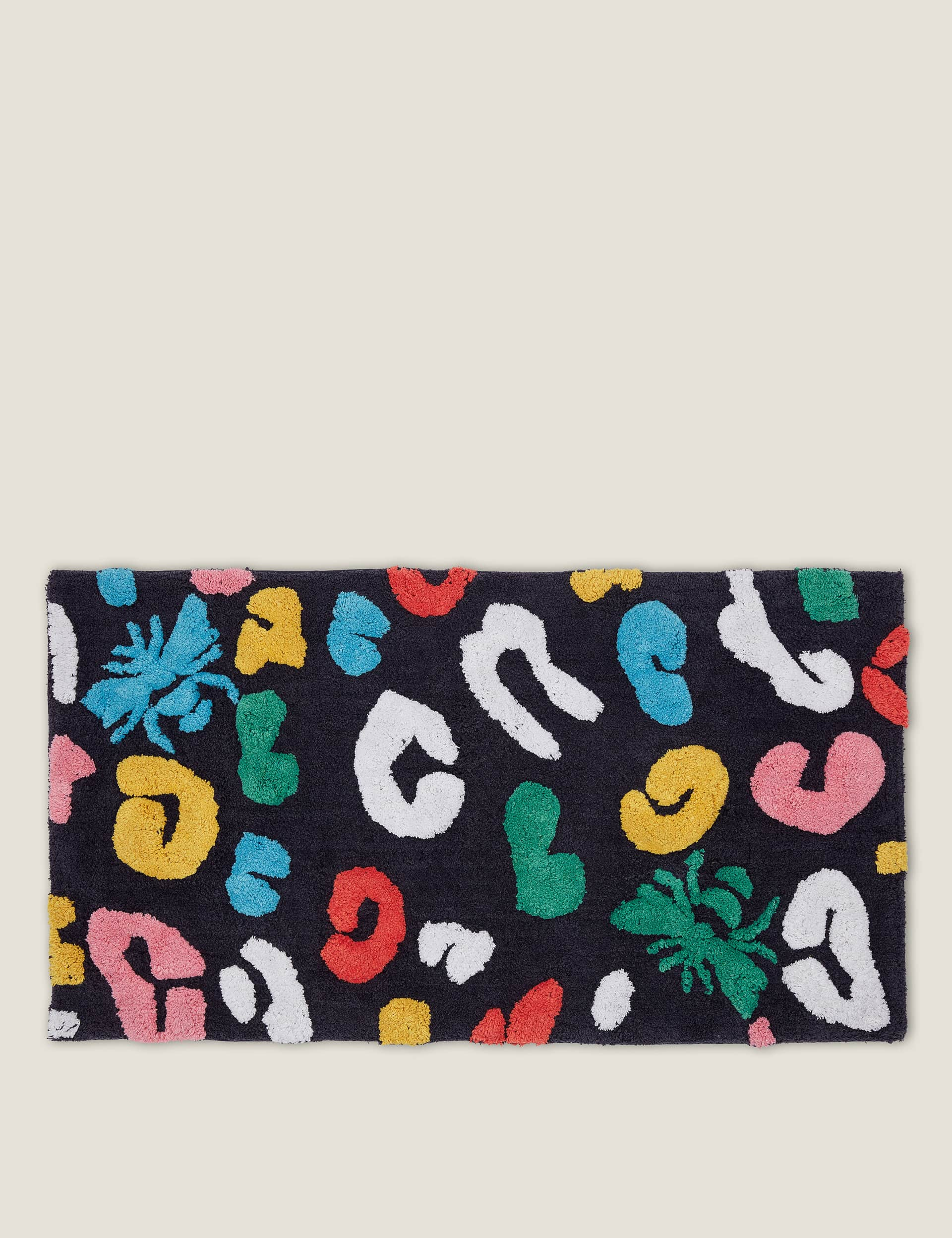 Joules Pure Cotton Leopard Bee Bath Mat - Multi, Multi