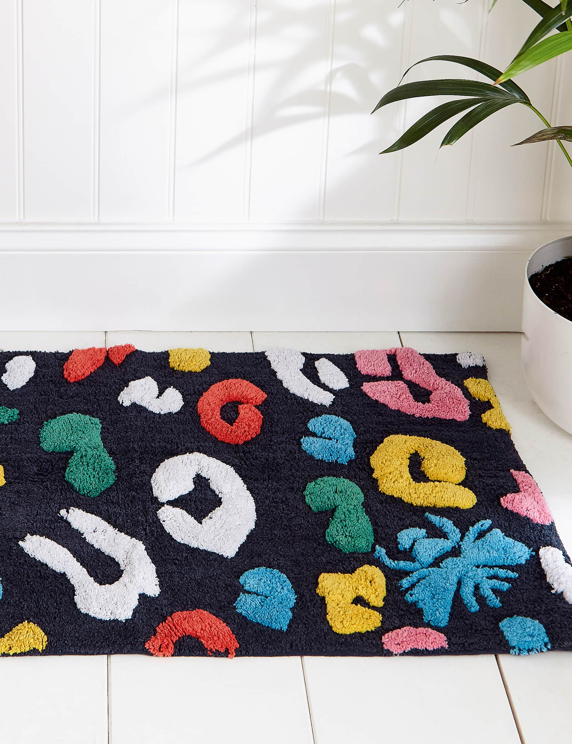 Joules Pure Cotton Leopard Bee Bath Mat - Multi, Multi