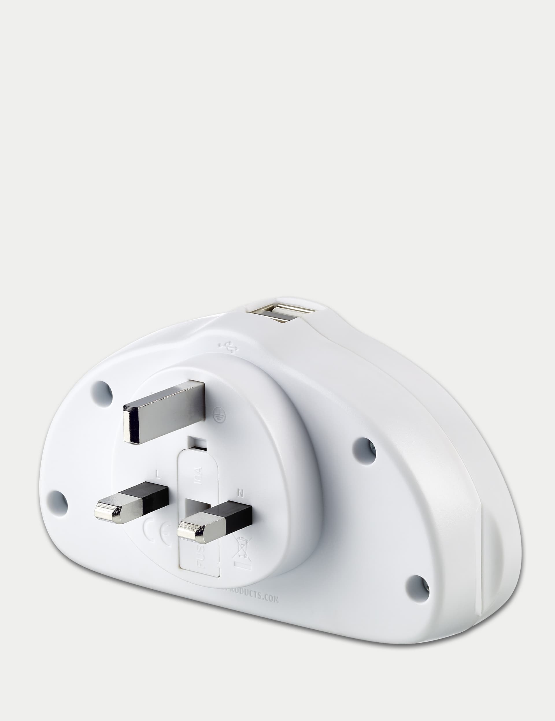 Go Travel World-UK Travel Adaptor Duo with USB - White, White