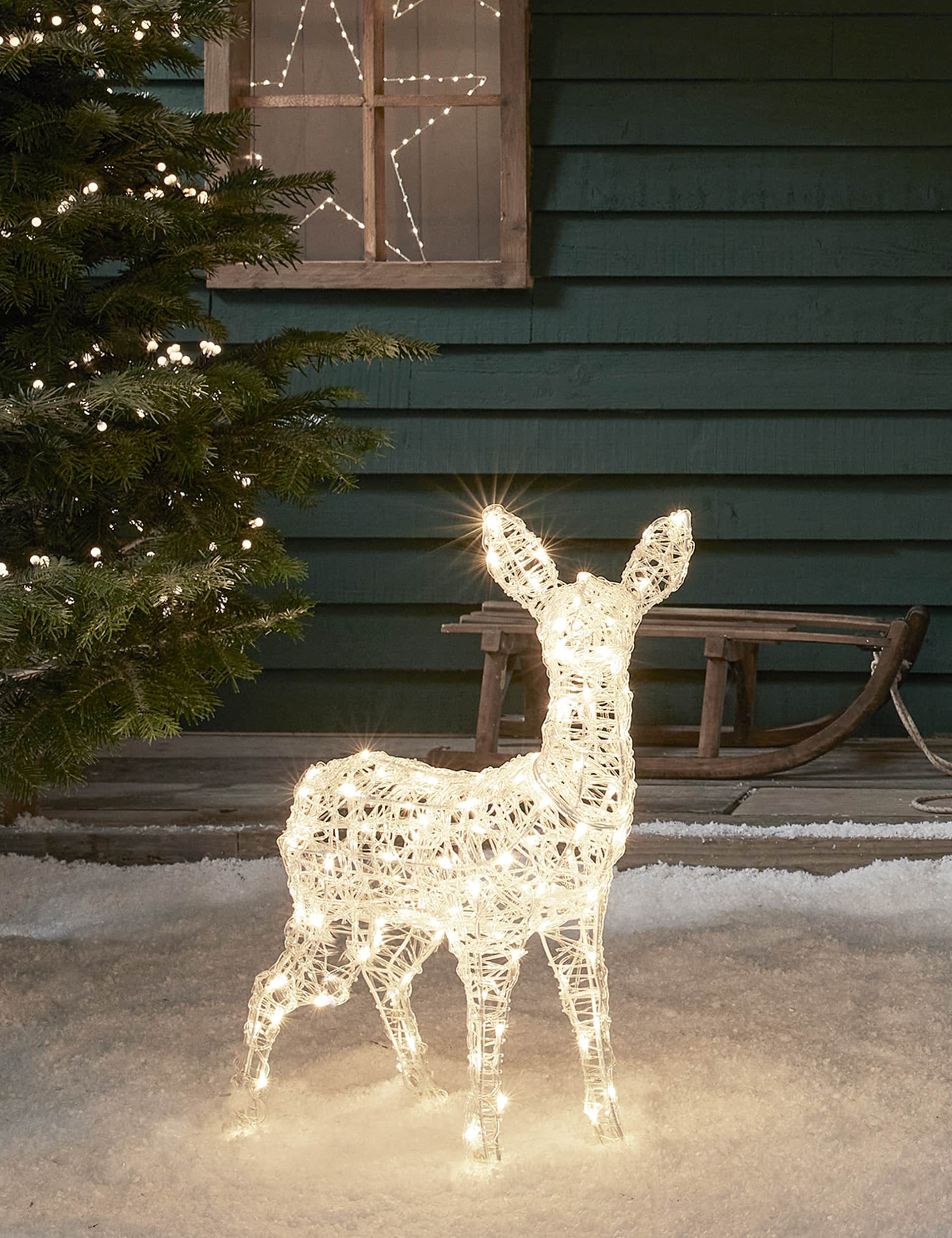 Lights4Fun Light Up Reindeer Fawn Decoration - White, White