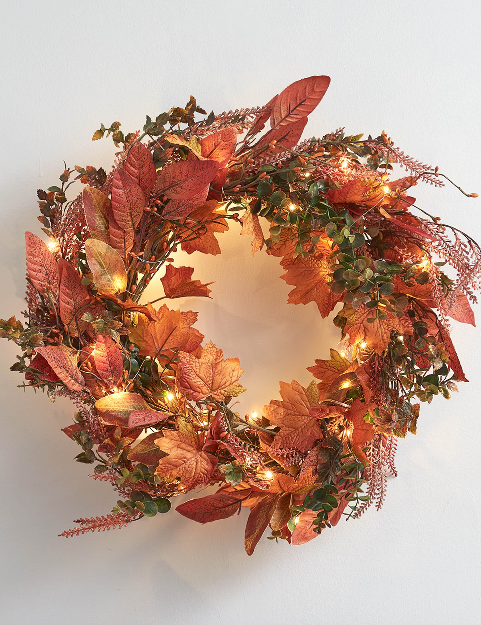 Lights4Fun Pre-Lit Autumnal Wreath - Multi, Multi